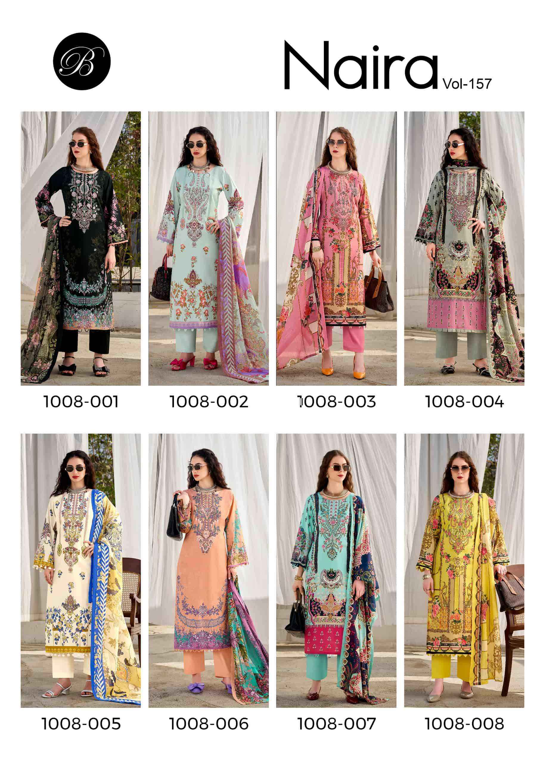 Belliza Naira Vol 157 Pure Cotton Premium Dress Material 8 Pcs Catalog 