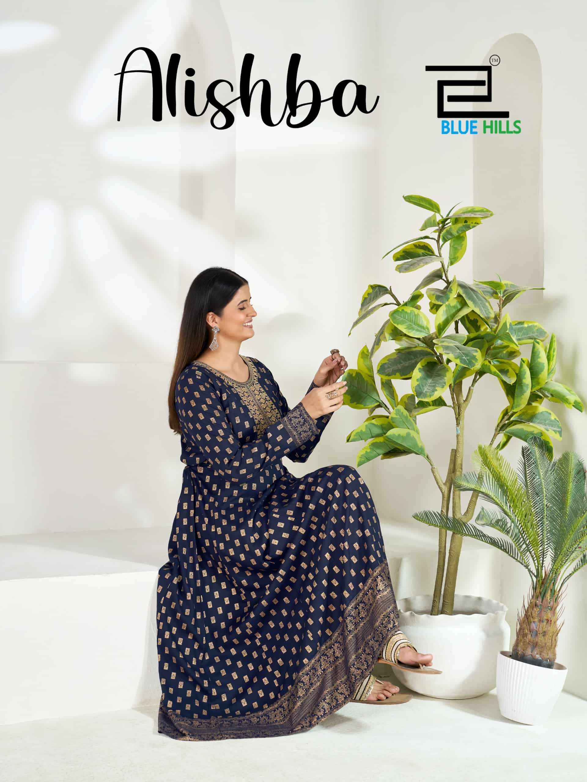 Blue Hills Alishba Premium Style Anarkali Gown Collection 6 Pcs Catalog 