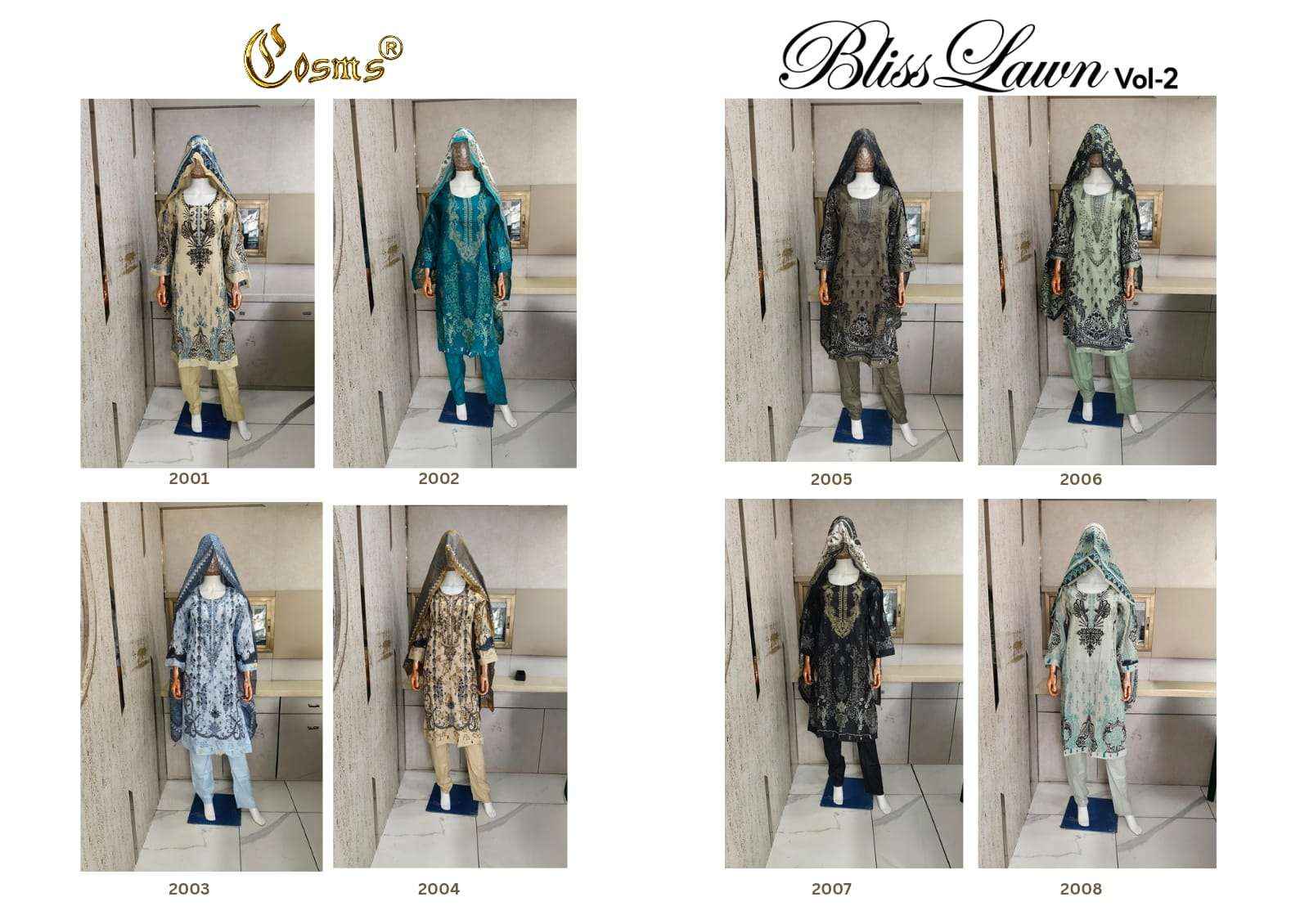 Cosmos Bliss Lawn Vol 2 Pakistani Readymade Dress 8Pcs Catalog