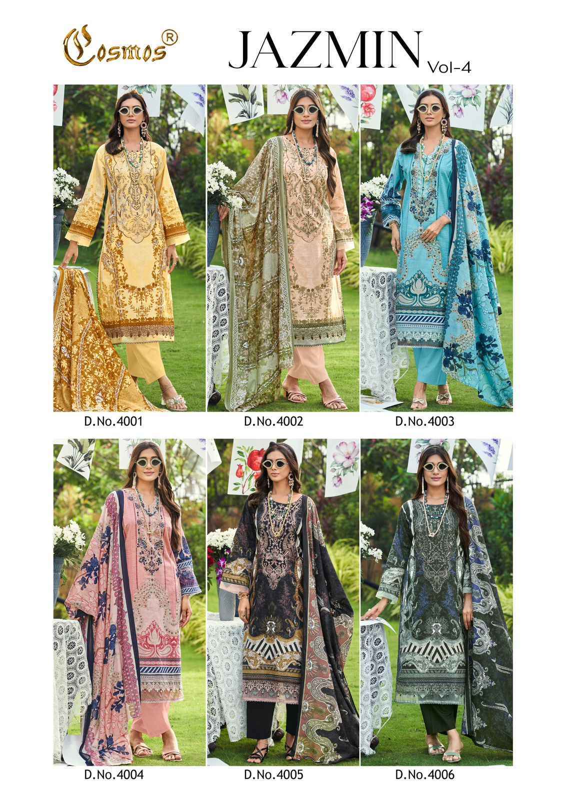 Cosmos Jazmin Vol 4 Lawn Dress Material | B2B Clothing Website ( 6 Pcs Catalogue )