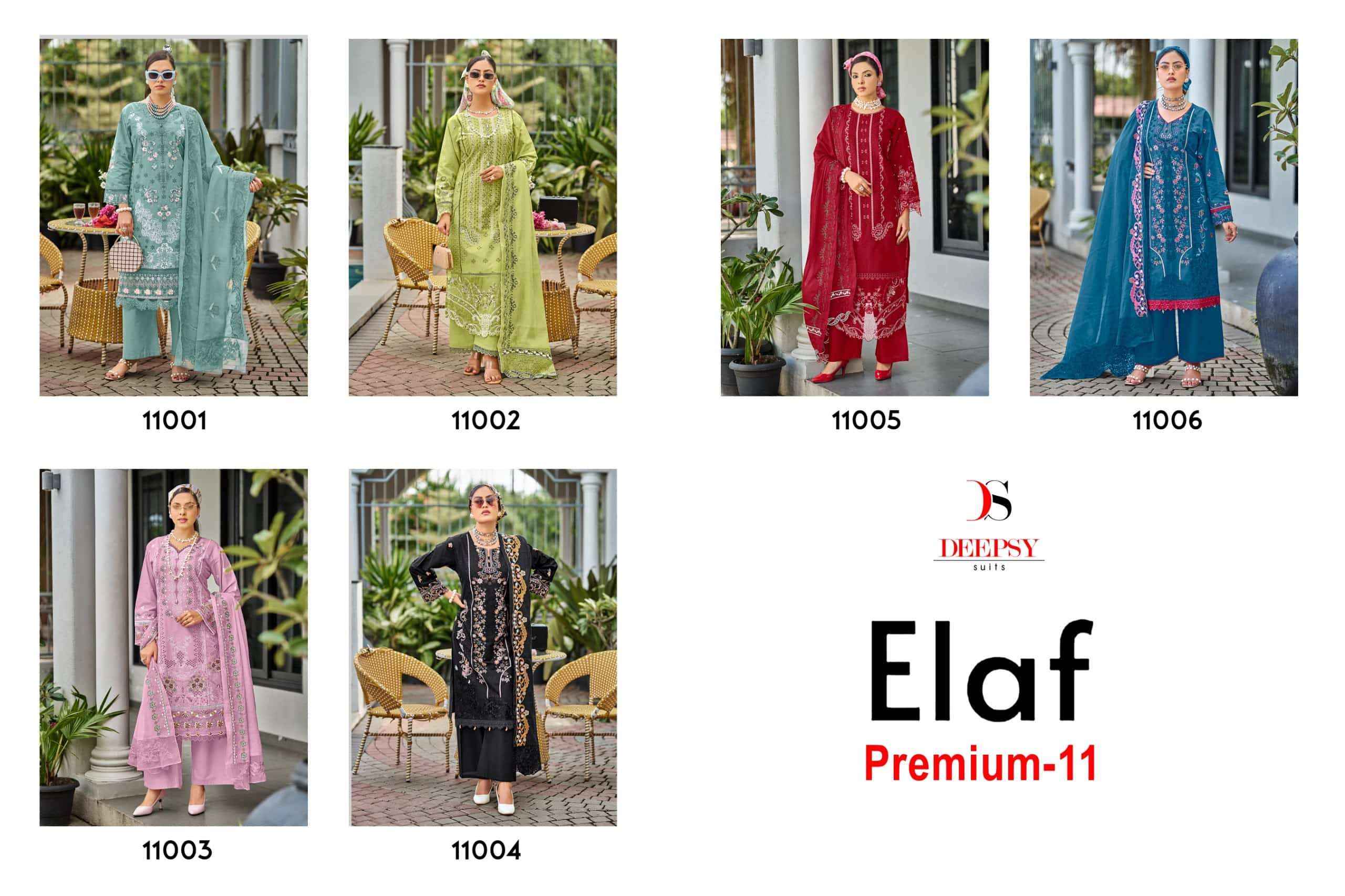 Deepsy Elaf Premium Vol 11 Cotton Pakistani Dress Material 6 Pcs Catalog
