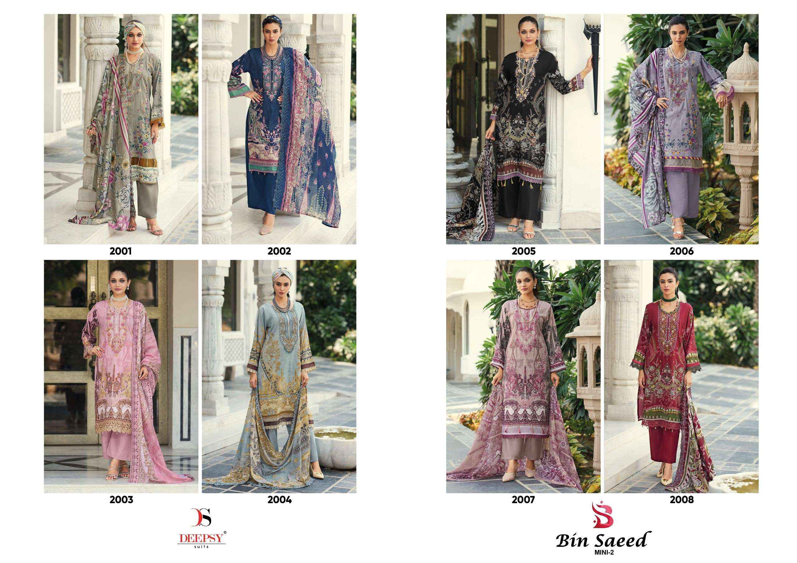 Deepsy Suits Bin Saeed Mini 2 Cotton Pakistani Dress Material 8 Pcs Catalog