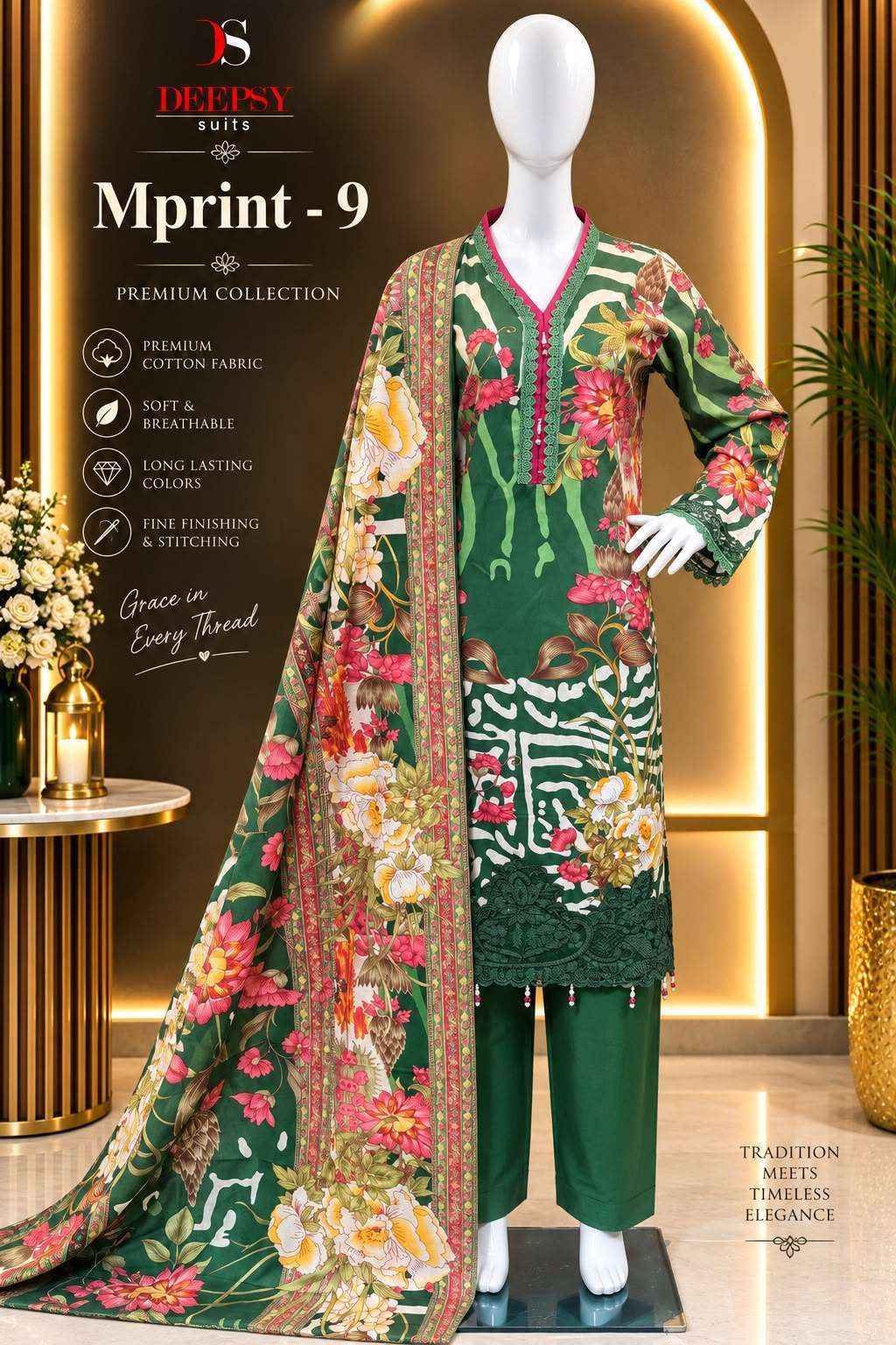 DEEPSY SUITS MARIA B M PRINT VOL 9 READY MADE SUITS 8 PCS CATALOG