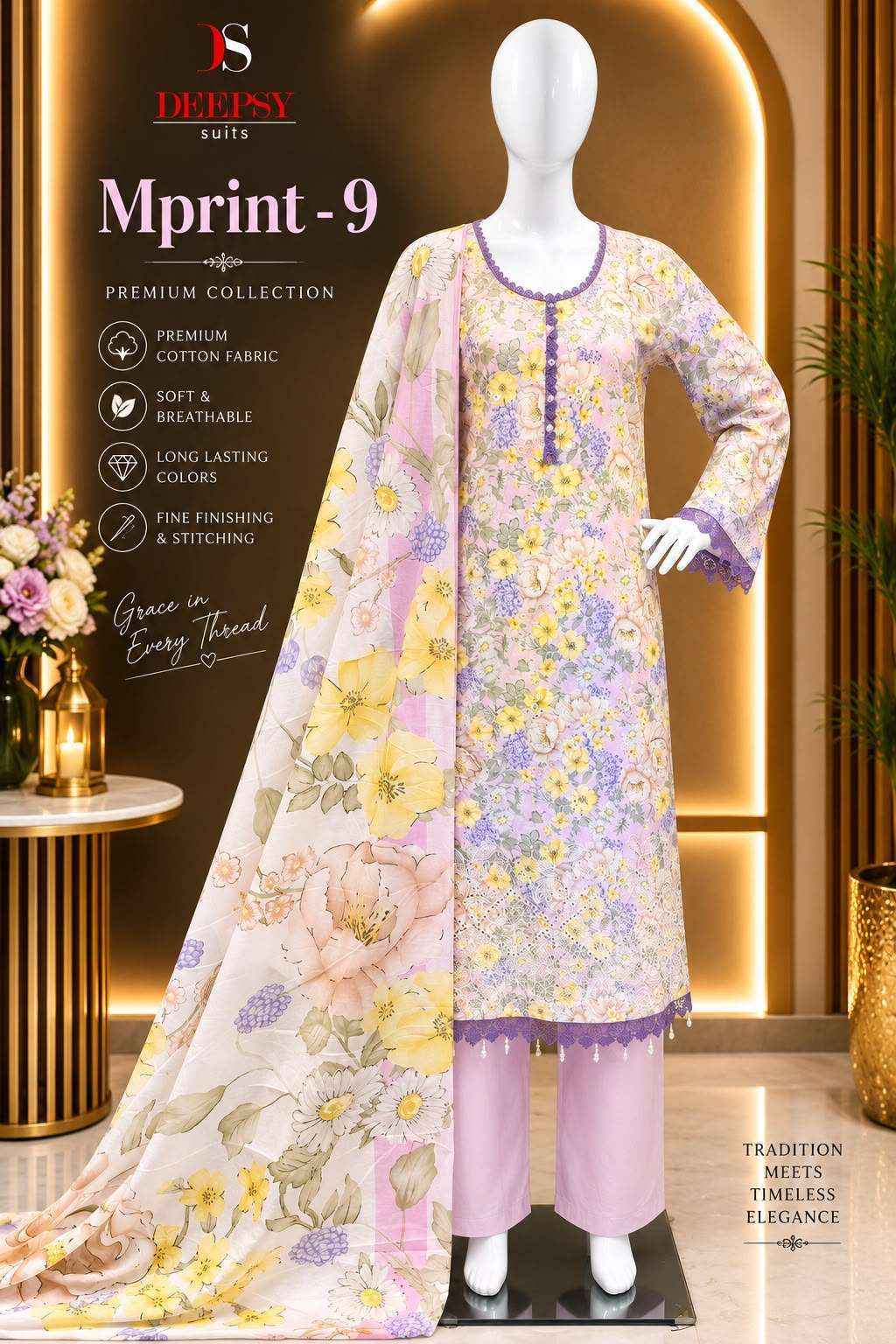 DEEPSY SUITS MARIA B M PRINT VOL 9 READY MADE SUITS 8 PCS CATALOG