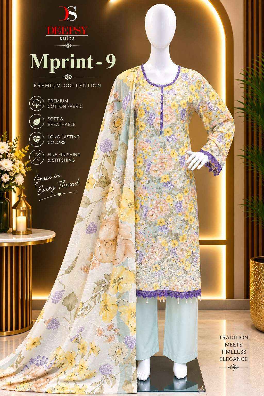 DEEPSY SUITS MARIA B M PRINT VOL 9 READY MADE SUITS 8 PCS CATALOG