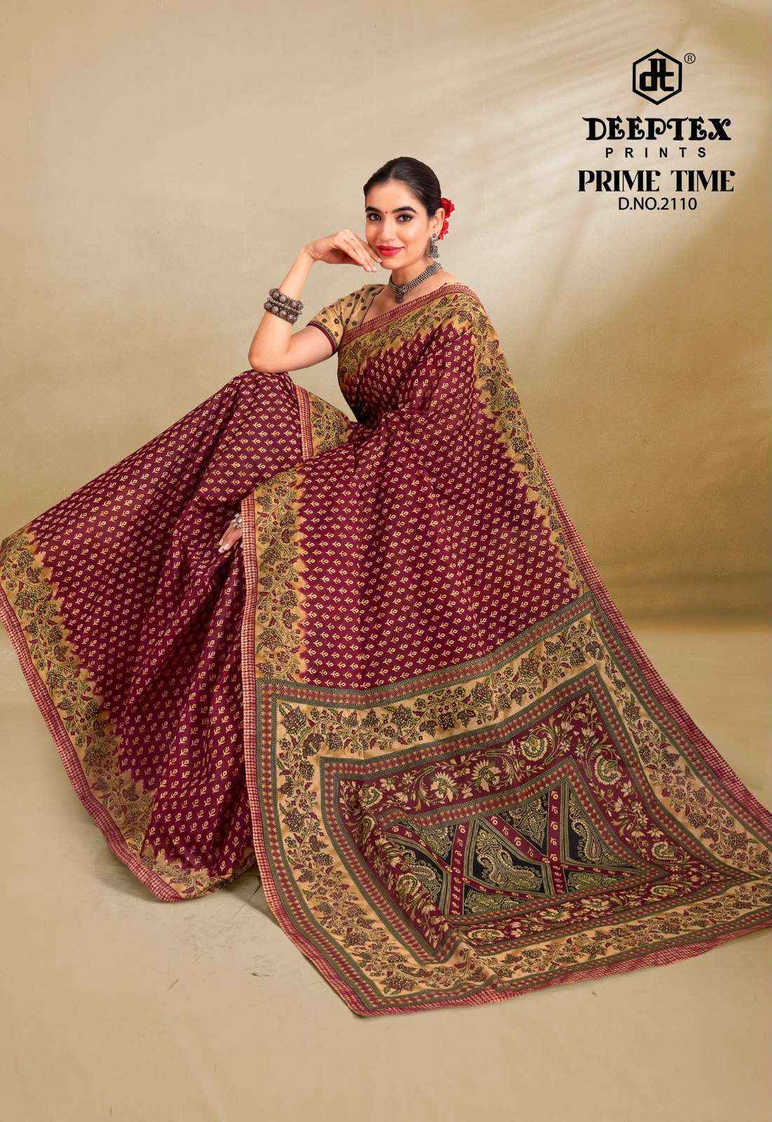 Deeptex Prime Time Vol 21 Daily Wear Heavy Cotton Saree Collection 10 Pcs Catalog 