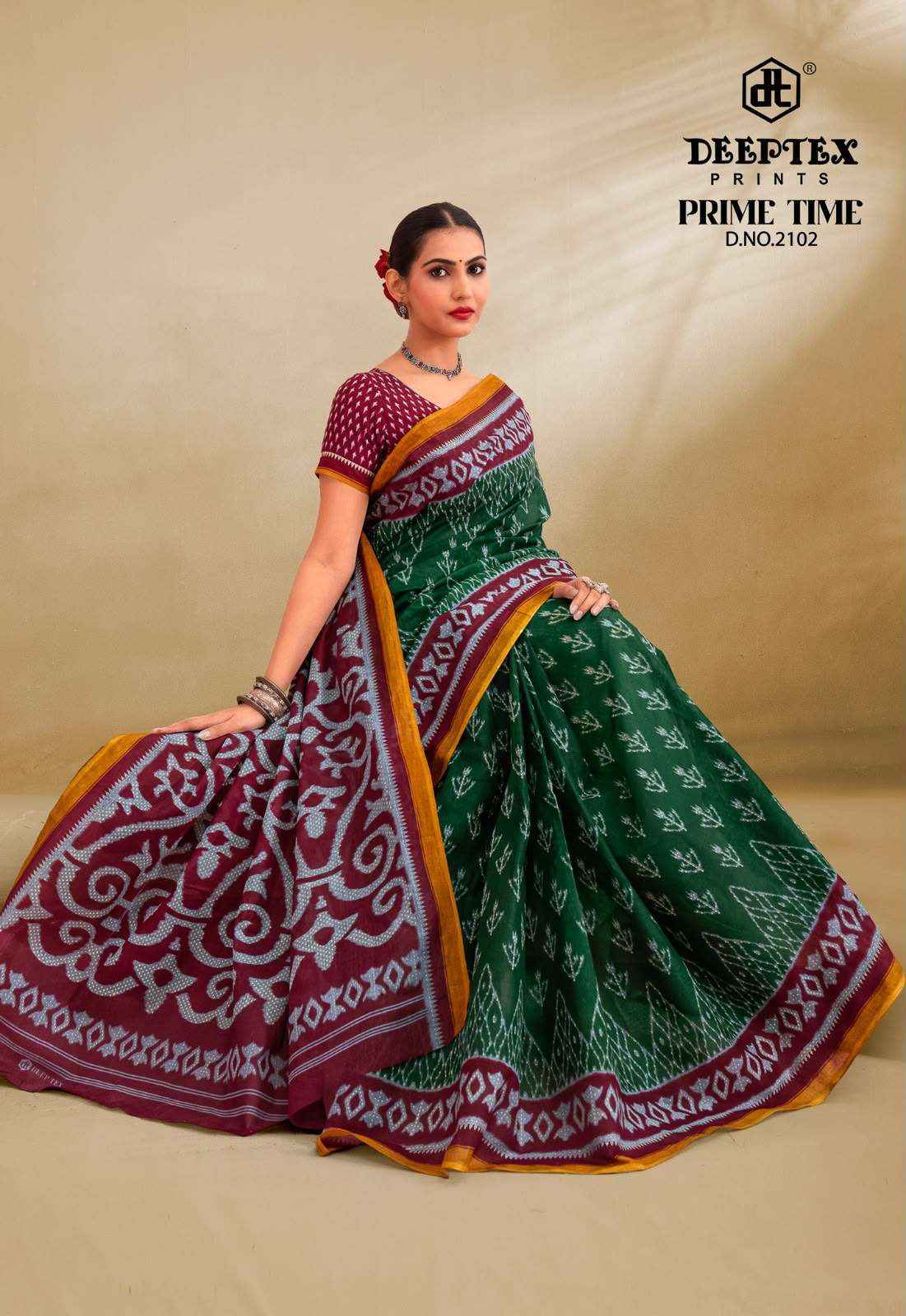 Deeptex Prime Time Vol 21 Daily Wear Heavy Cotton Saree Collection 10 Pcs Catalog 
