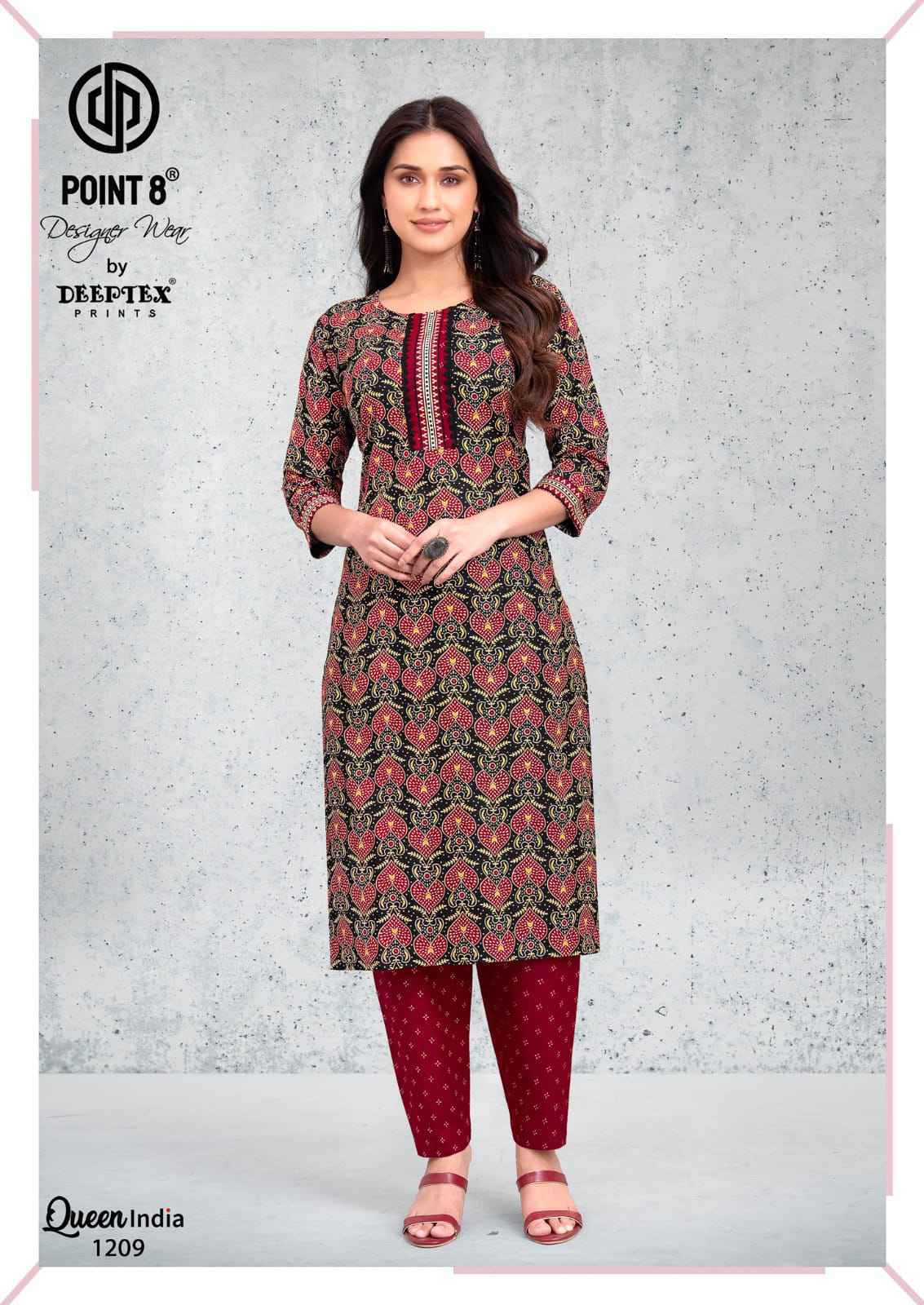 Deeptex Queen India Vol 12 Cotton Kurti With Pant 10 pcs Catalog
