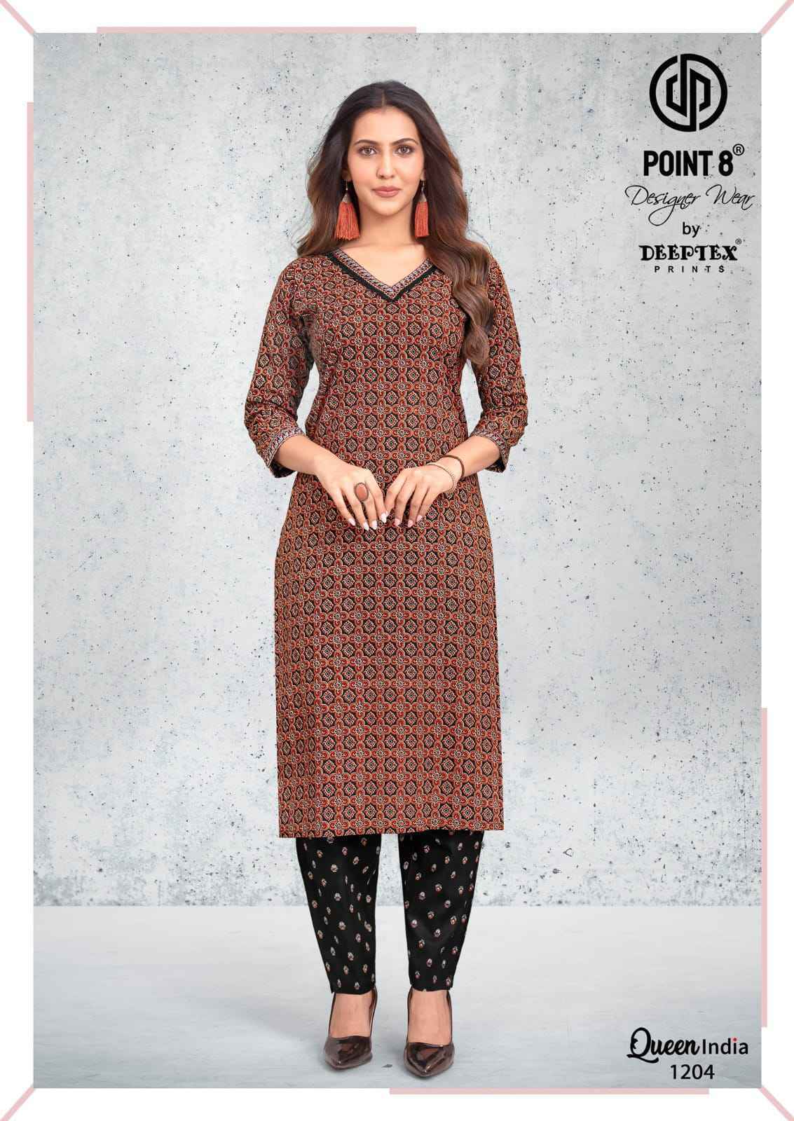 Deeptex Queen India Vol 12 Cotton Kurti With Pant 10 pcs Catalog