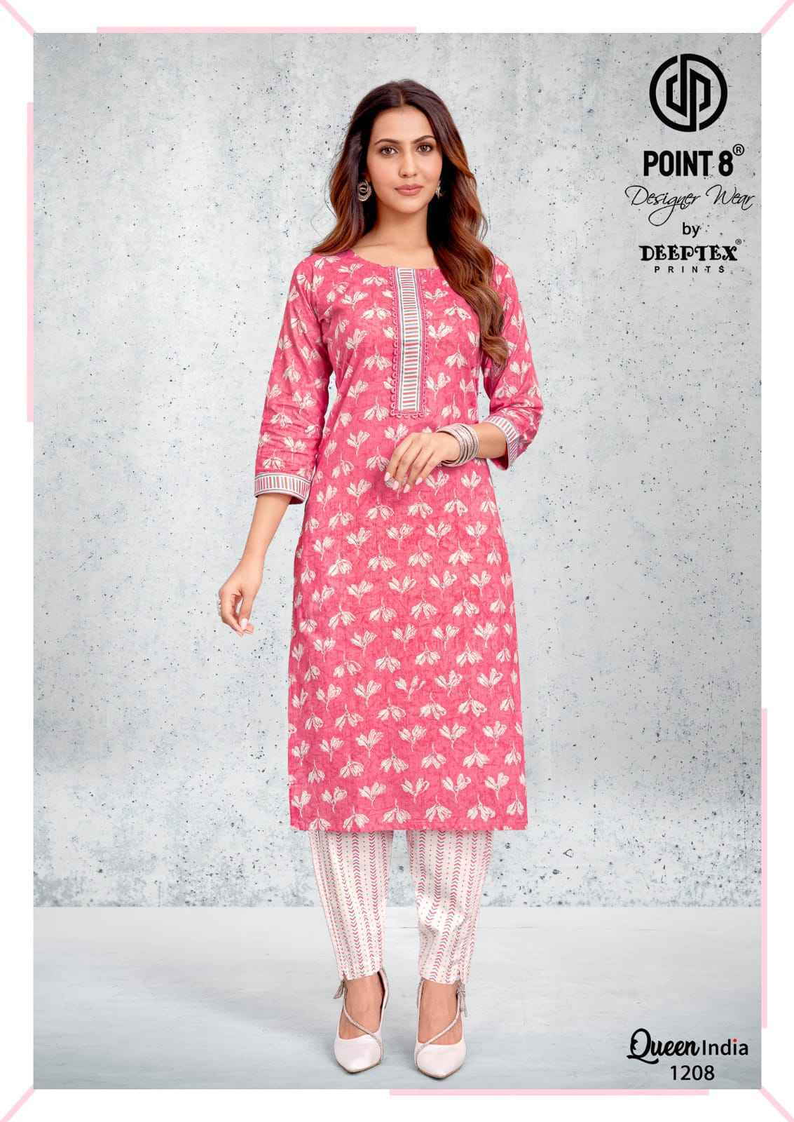 Deeptex Queen India Vol 12 Cotton Kurti With Pant 10 pcs Catalog