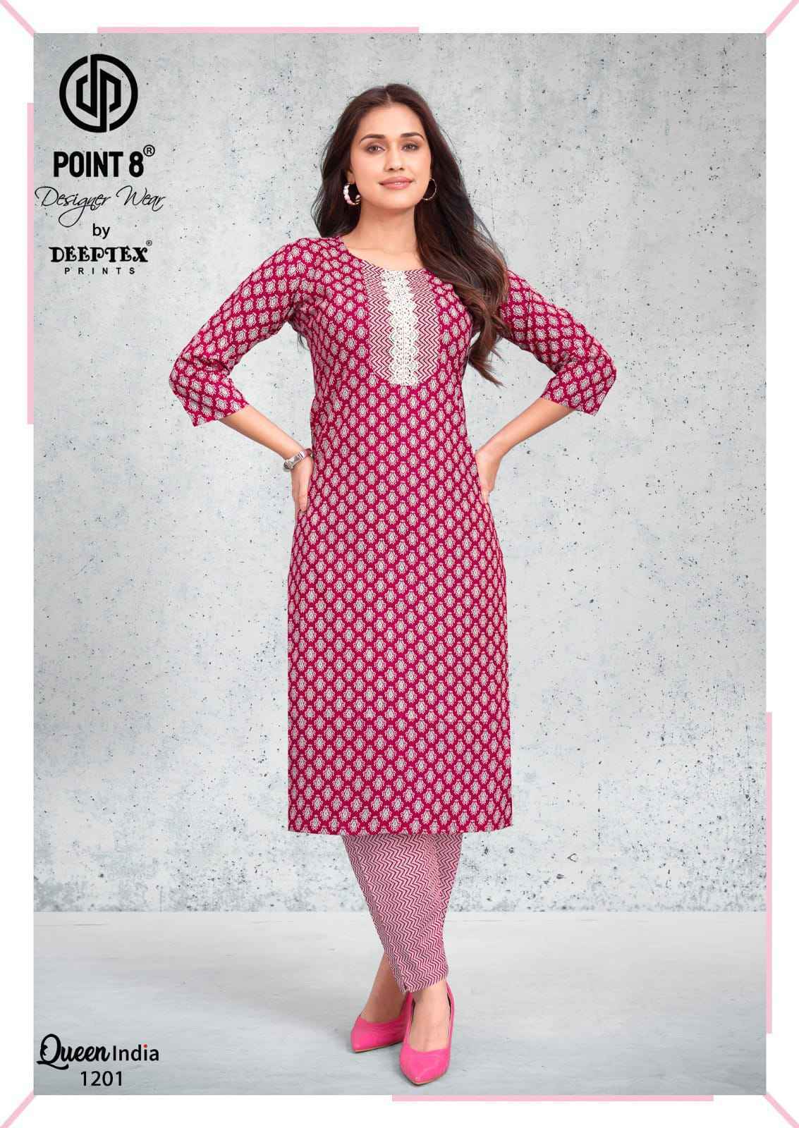 Deeptex Queen India Vol 12 Cotton Kurti With Pant 10 pcs Catalog