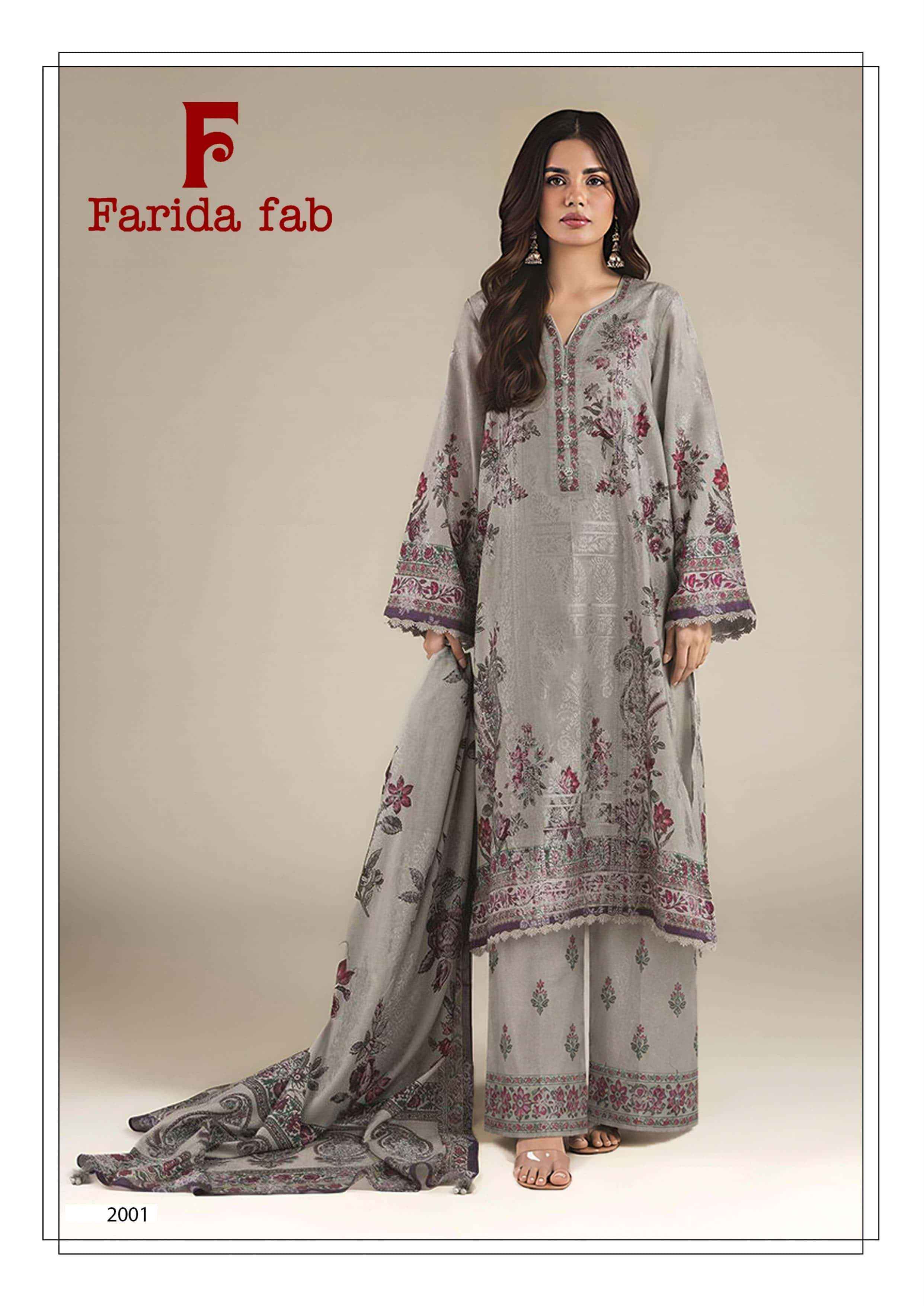 Farida Fab Charizma Vol 2 Heavy Luxury Lawn Collection Dress Material 6 Pcs Catalog 