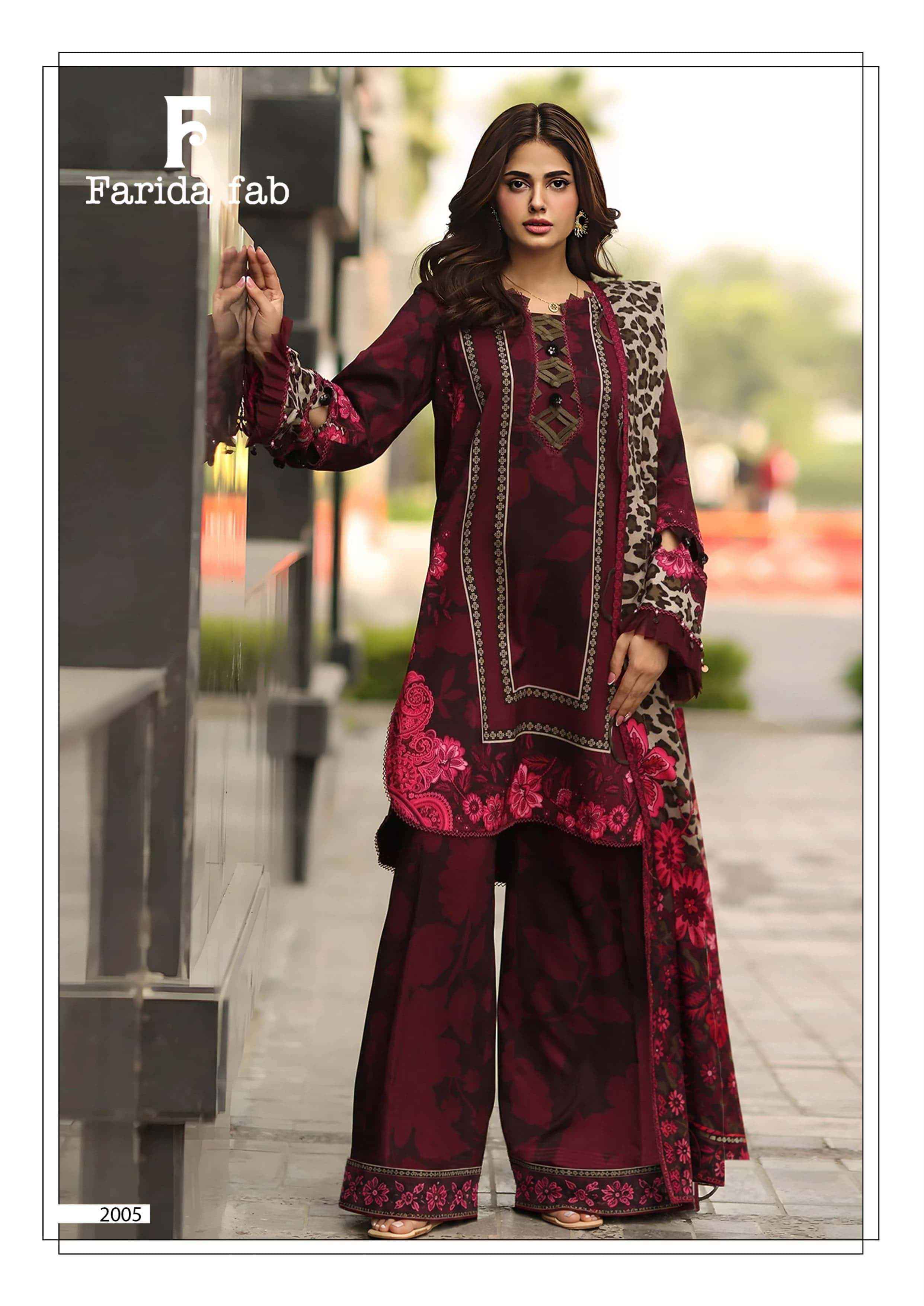 Farida Fab Charizma Vol 2 Heavy Luxury Lawn Collection Dress Material 6 Pcs Catalog 
