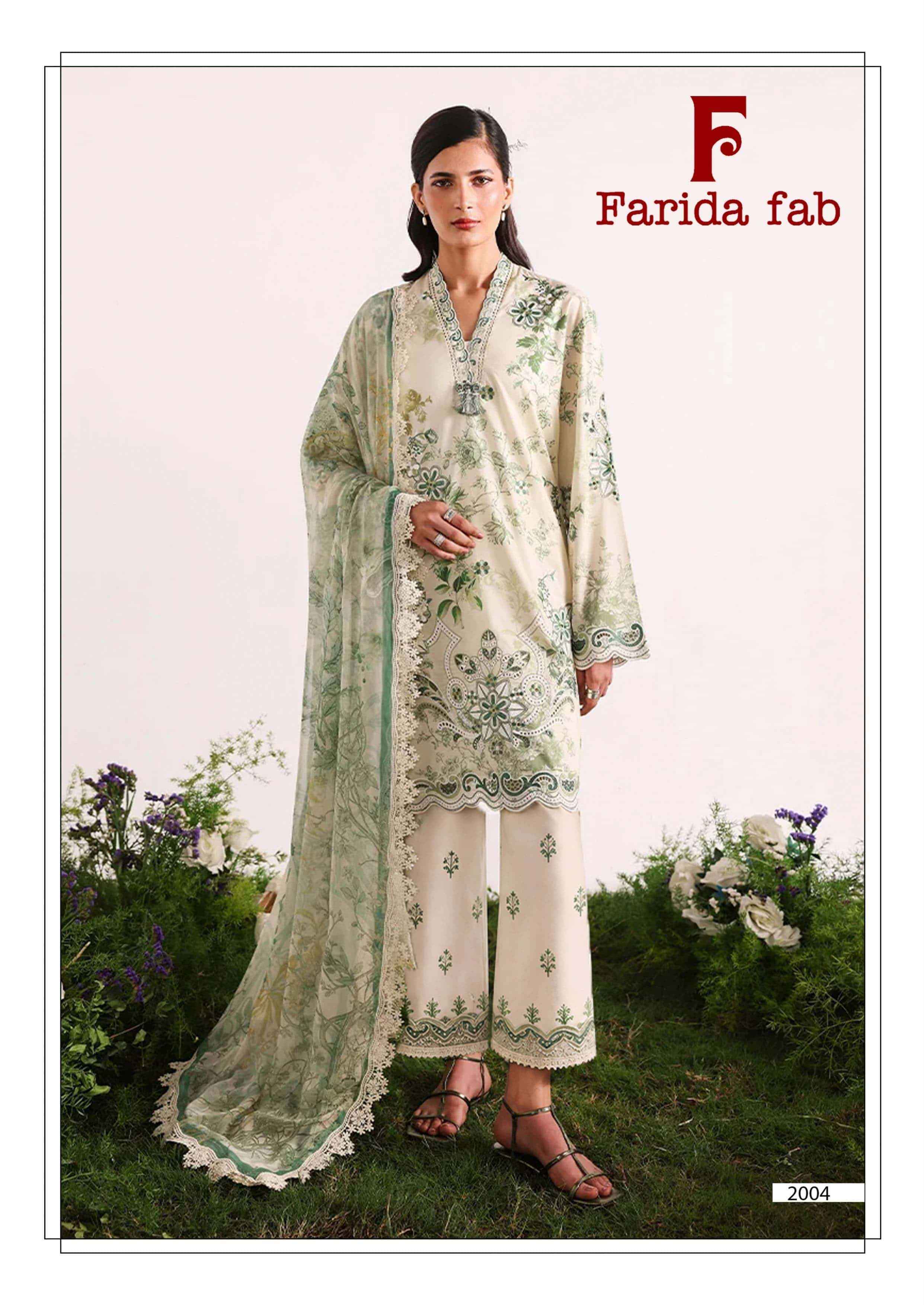 Farida Fab Charizma Vol 2 Heavy Luxury Lawn Collection Dress Material 6 Pcs Catalog 