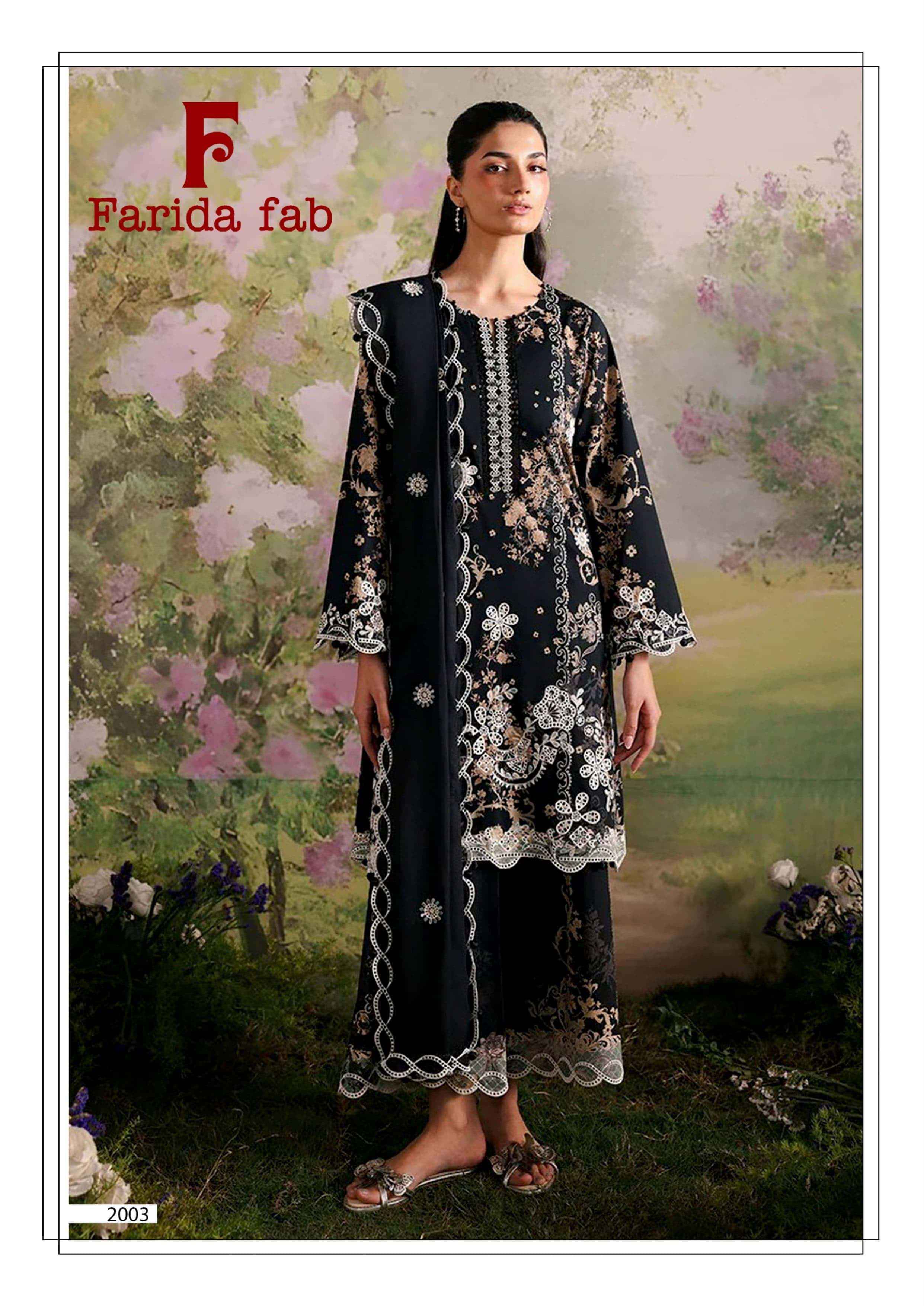 Farida Fab Charizma Vol 2 Heavy Luxury Lawn Collection Dress Material 6 Pcs Catalog 
