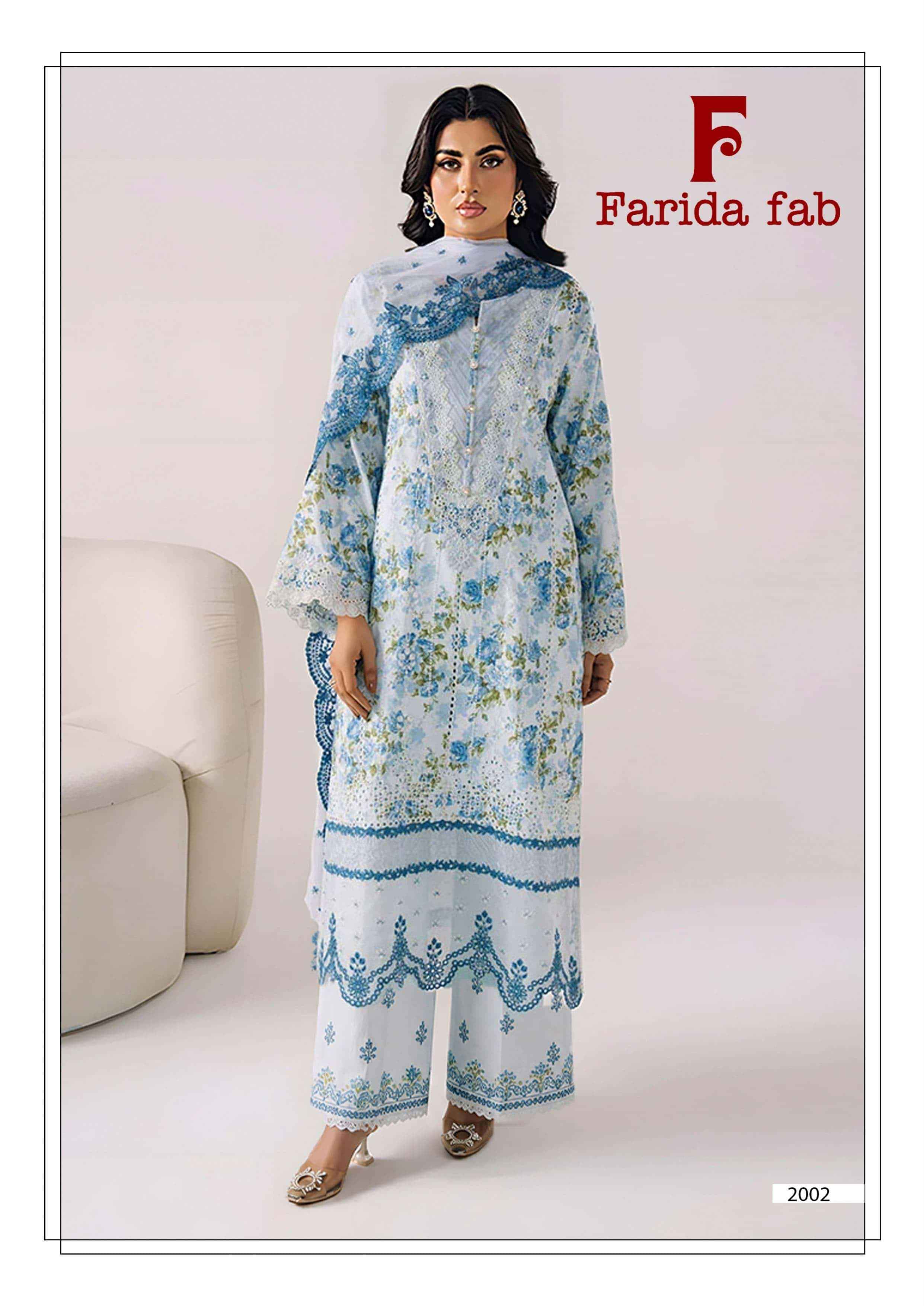 Farida Fab Charizma Vol 2 Heavy Luxury Lawn Collection Dress Material 6 Pcs Catalog 