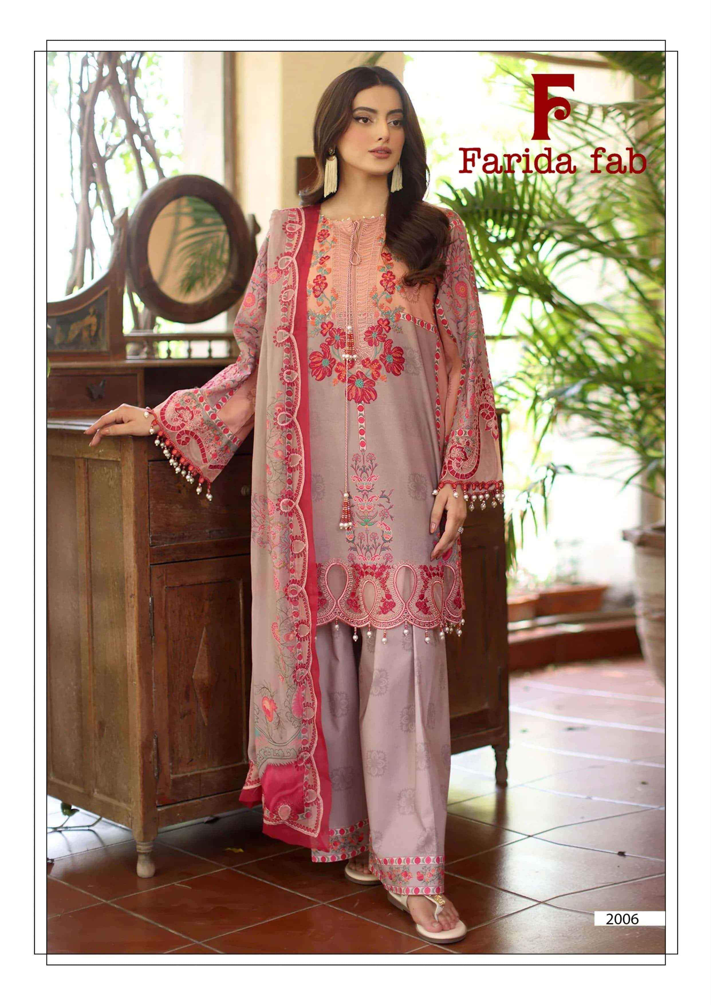 Farida Fab Charizma Vol 2 Heavy Luxury Lawn Collection Dress Material 6 Pcs Catalog 