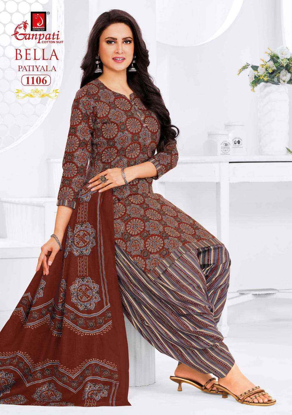 Ganpati Bella Patiyala Vol 11 Pure Cotton Dress Material 12 Pcs Catalog