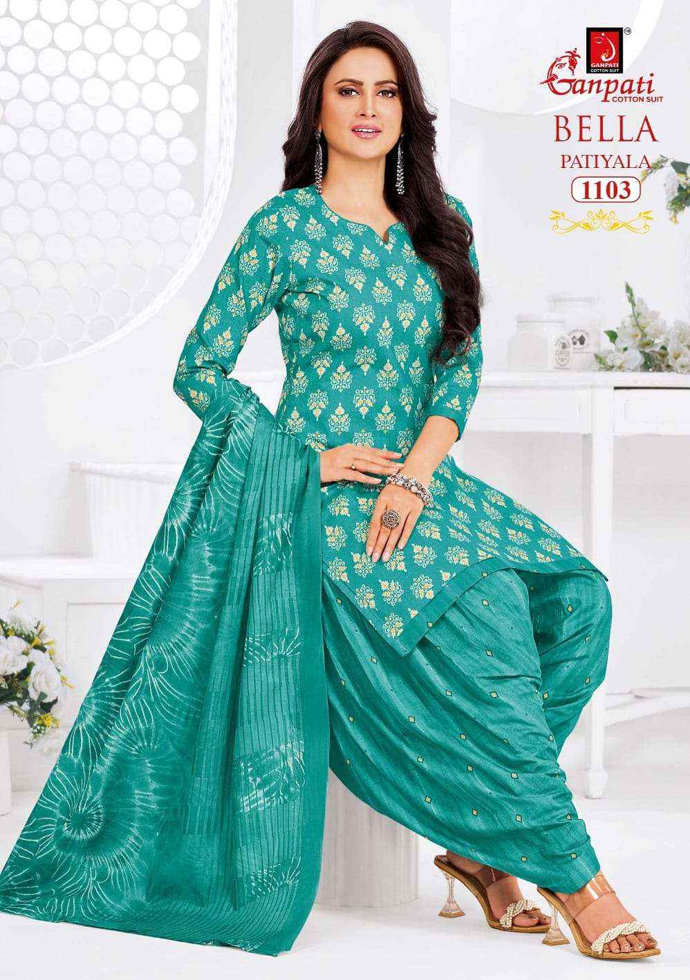 Ganpati Bella Patiyala Vol 11 Pure Cotton Dress Material 12 Pcs Catalog