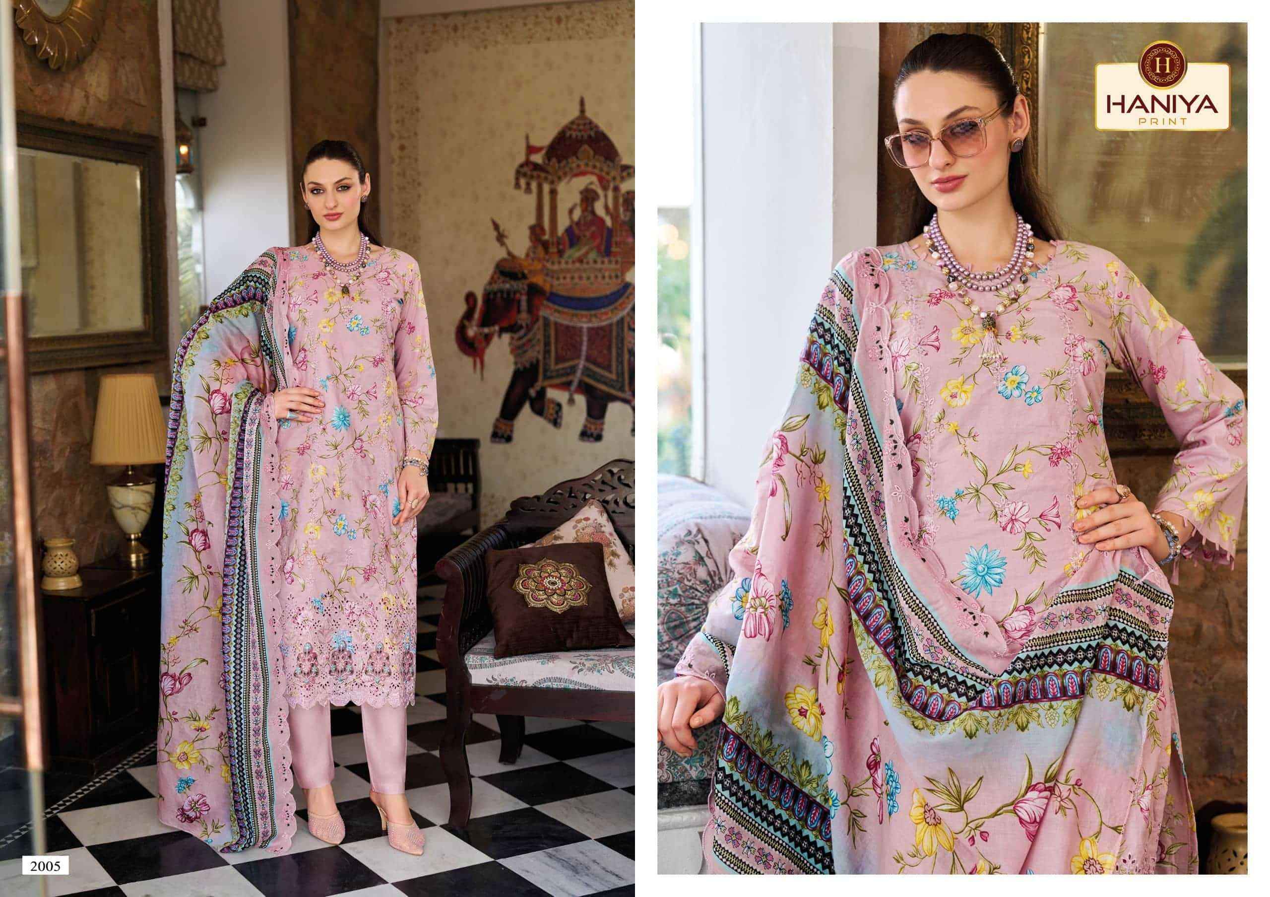 Haniya Prints Noor E Jam Pure Cotton Dress Material 8 Pcs Catalog