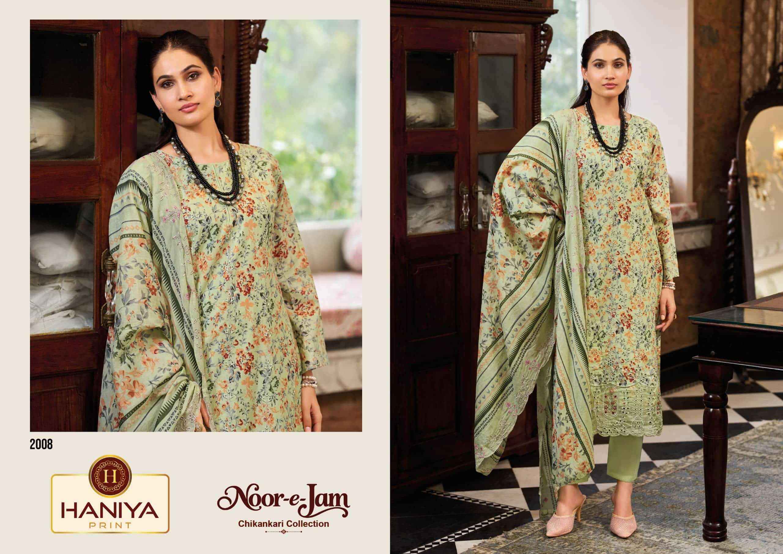 Haniya Prints Noor E Jam Pure Cotton Dress Material 8 Pcs Catalog