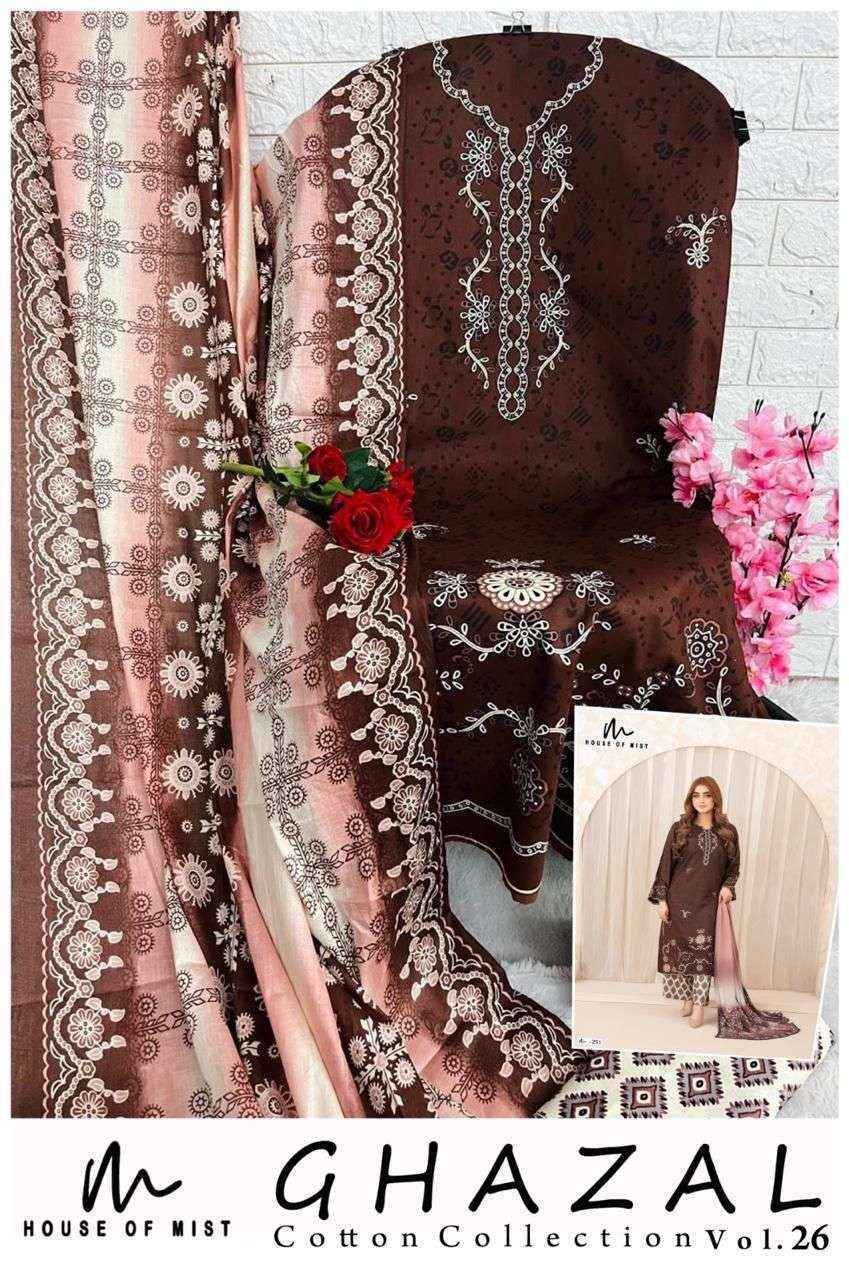 House Of Mist Ghazal Cotton Collection Vol 26 Cotton Dress Material _ Wholesale Factory Rate ( 6 Pcs Catalog )