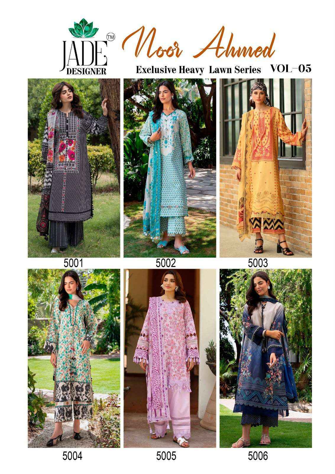 Jade Noor Ahmed Vol 5 Printed Karachi Cotton Dress Material 6 Pcs Catalogue
