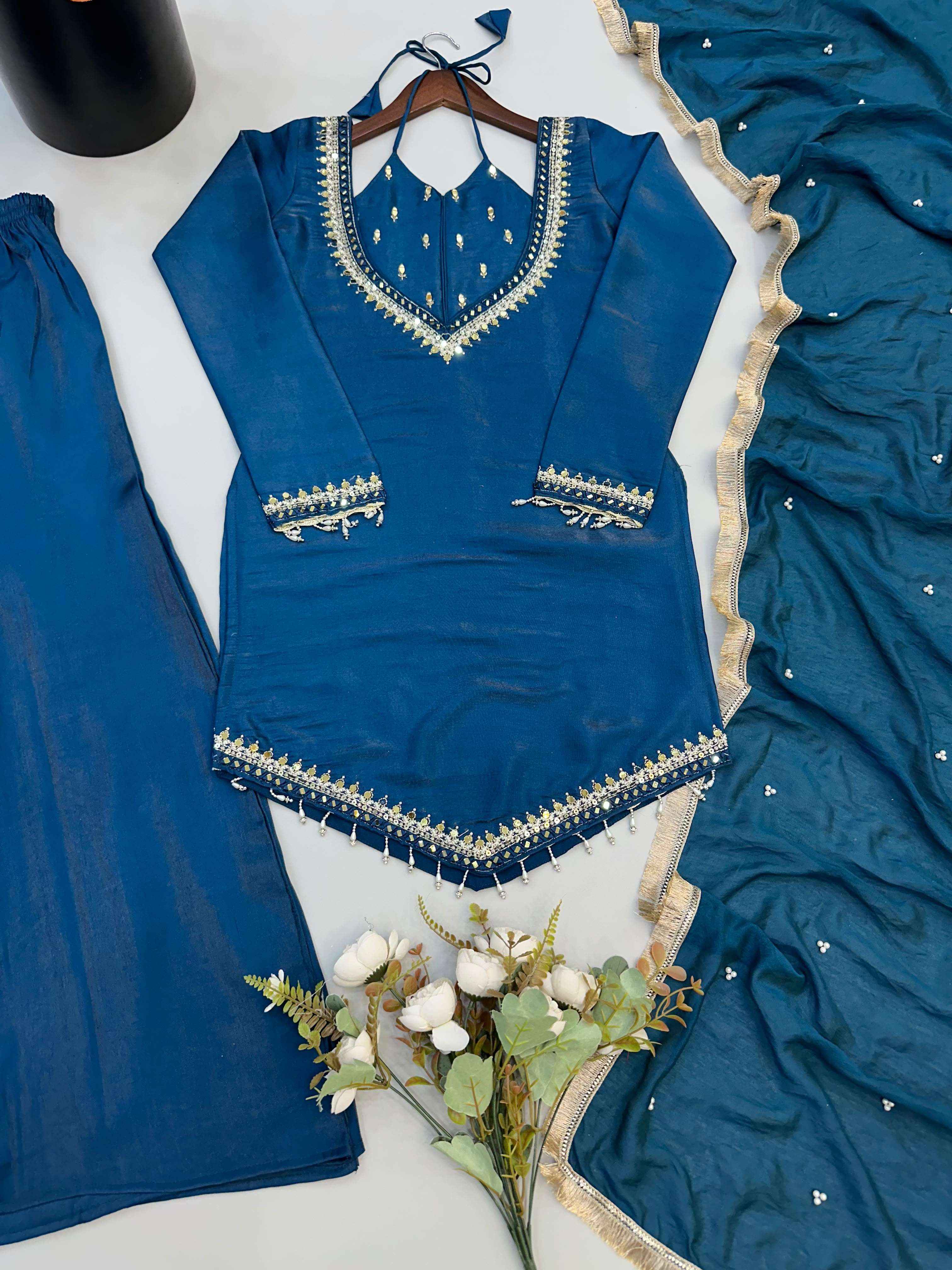 JF 054 SILK BEAUTIFUL DESIGNER LOOK PARTY WEAR LADIES SUIT