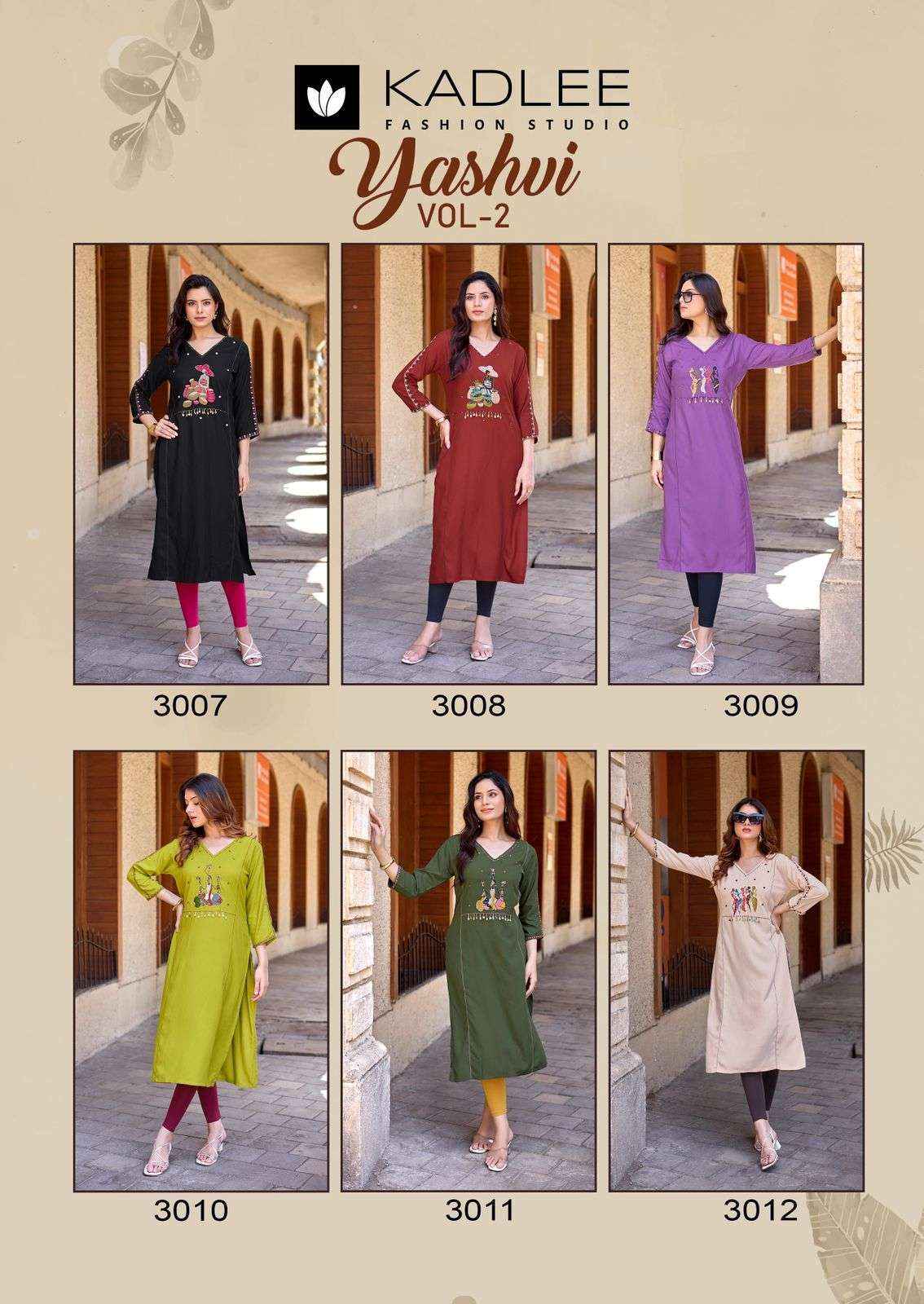 Kadlee Yashvi Vol 2 Reyon Kurti At Wholesale Price 6 Pcs Catalog