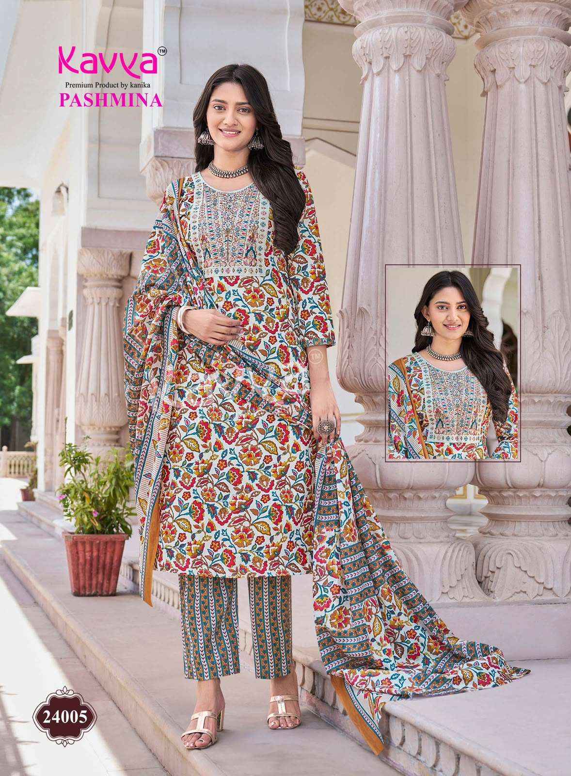 Kavya Pashmina Vol 24 Premium Cotton 3 Pec Sets Wholesalers