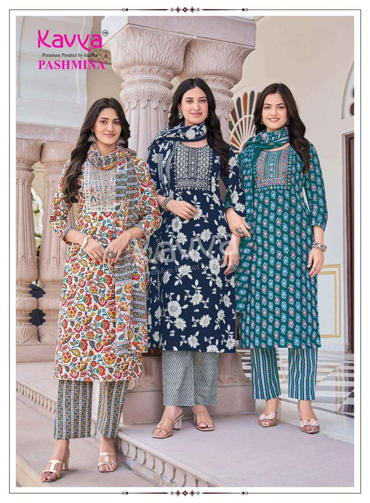 Kavya Pashmina Vol 24 Premium Cotton 3 Pec Sets Wholesalers