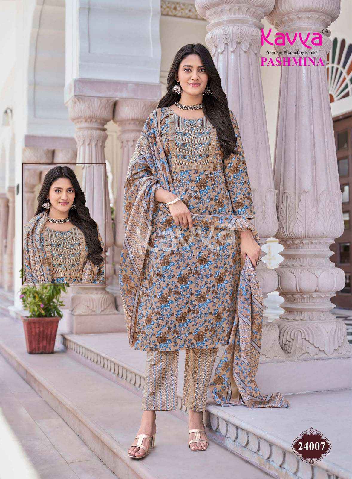 Kavya Pashmina Vol 24 Premium Cotton 3 Pec Sets Wholesalers