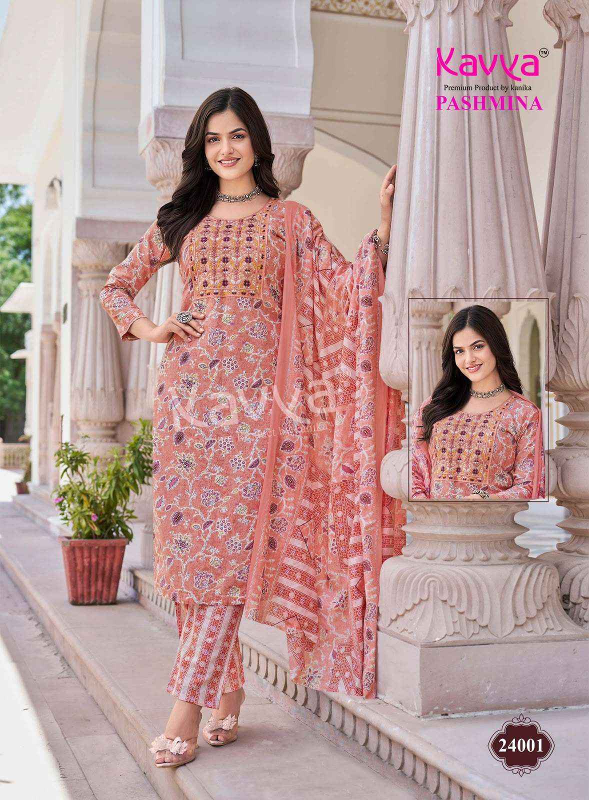 Kavya Pashmina Vol 24 Premium Cotton 3 Pec Sets Wholesalers