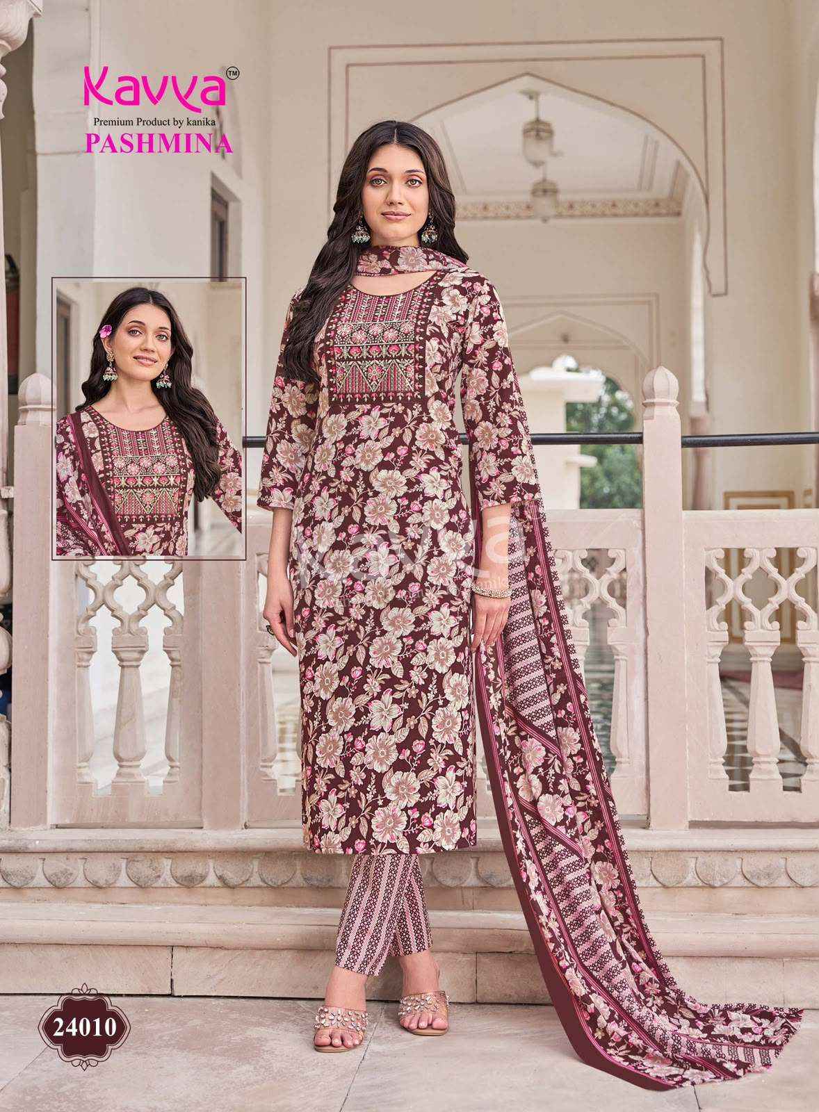 Kavya Pashmina Vol 24 Premium Cotton 3 Pec Sets Wholesalers
