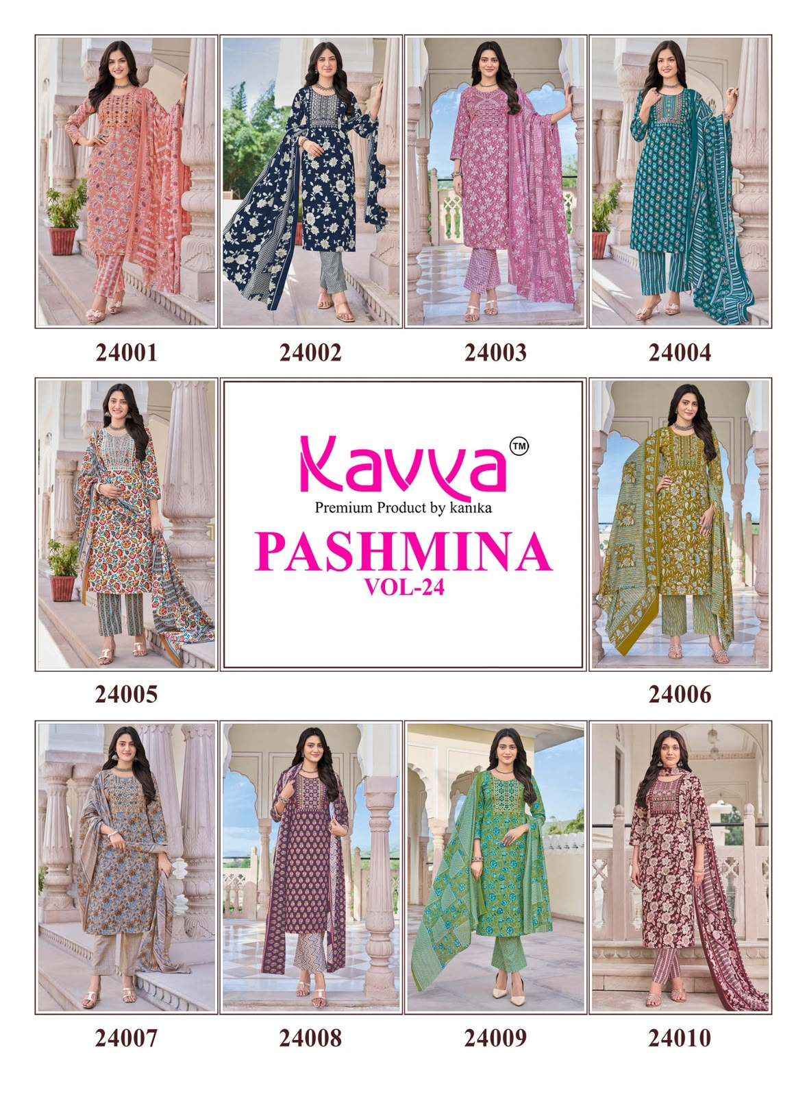 Kavya Pashmina Vol 24 Premium Cotton 3 Pec Sets Wholesalers