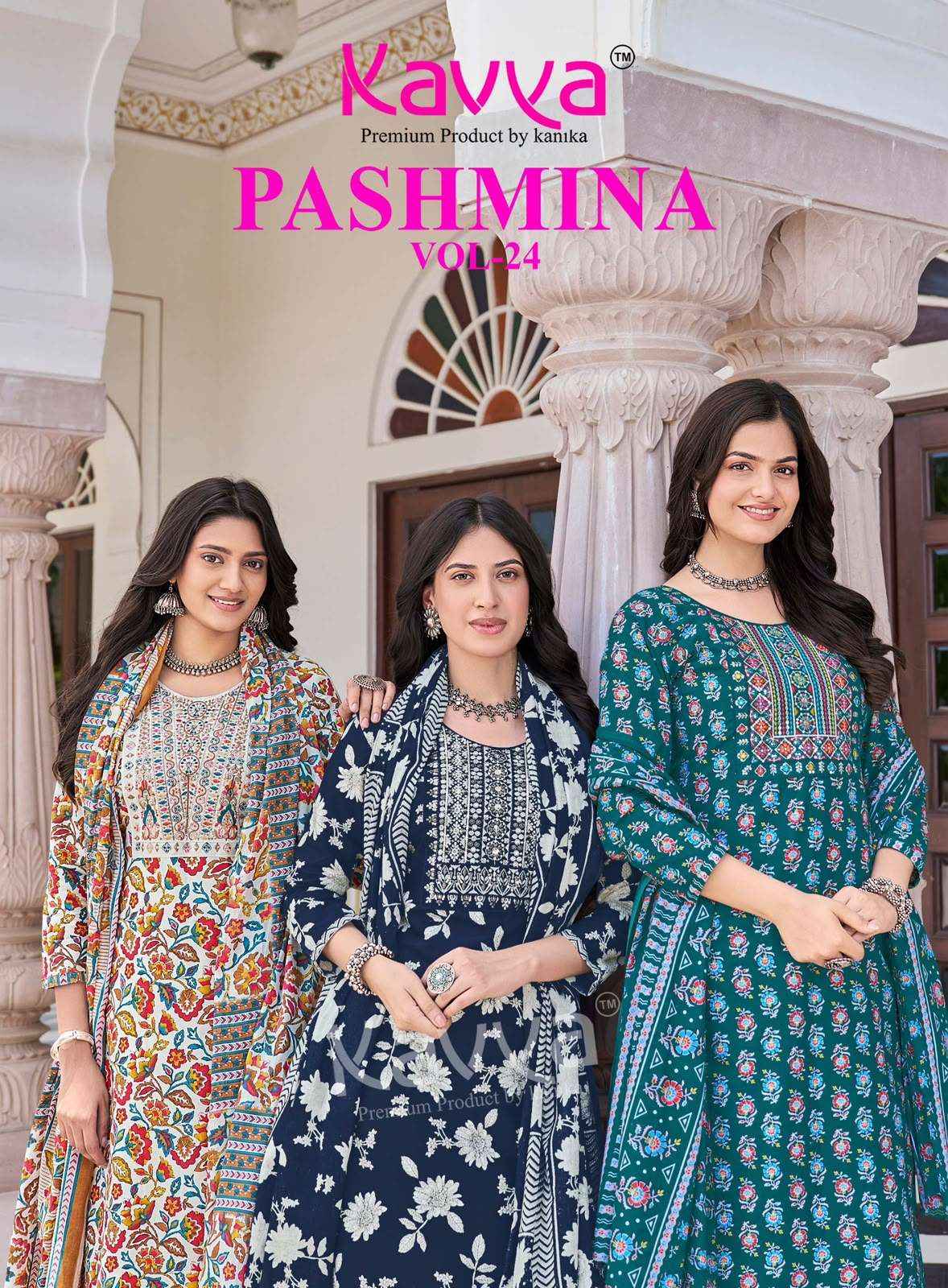 Kavya Pashmina Vol 24 Premium Cotton 3 Pec Sets Wholesalers