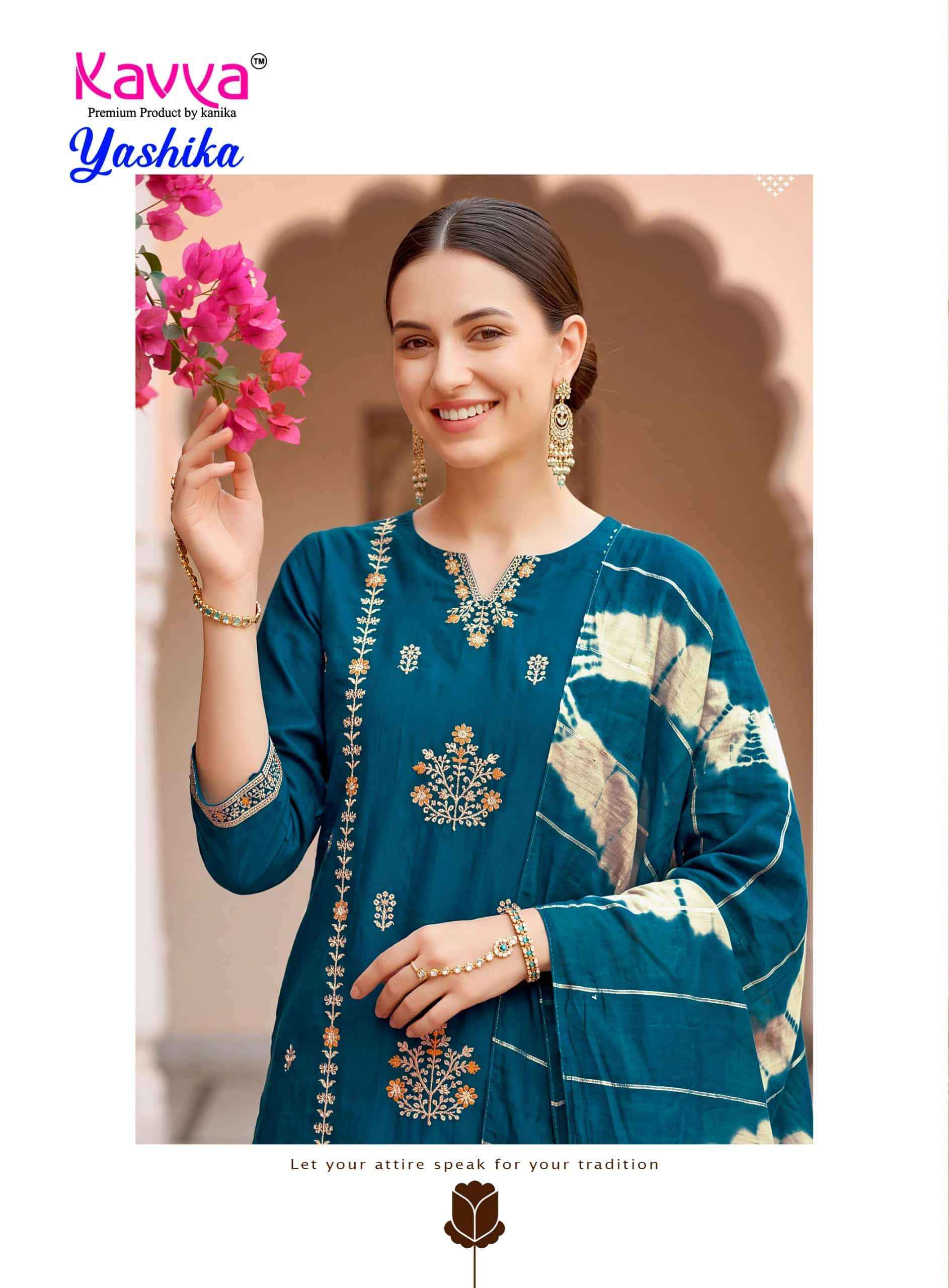 Kavya Yashika Vol 4 Fancy Kurti Pant Dupatta Set 10 Pcs Catalog )