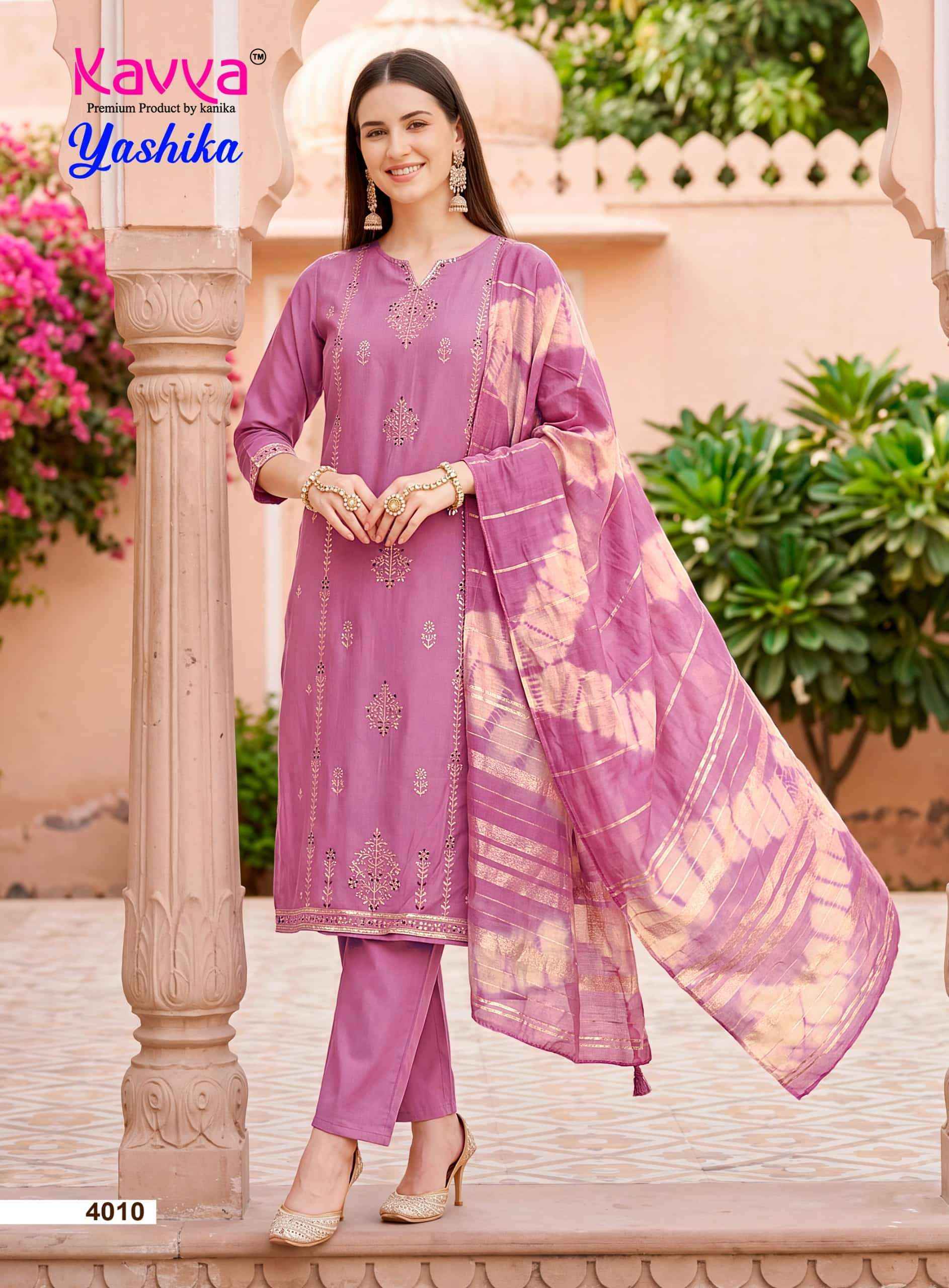 Kavya Yashika Vol 4 Fancy Kurti Pant Dupatta Set 10 Pcs Catalog )