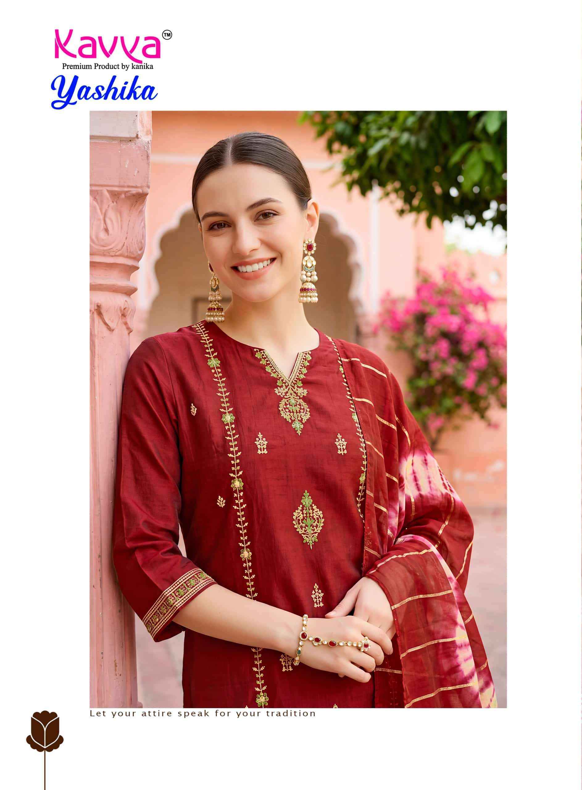Kavya Yashika Vol 4 Fancy Kurti Pant Dupatta Set 10 Pcs Catalog )