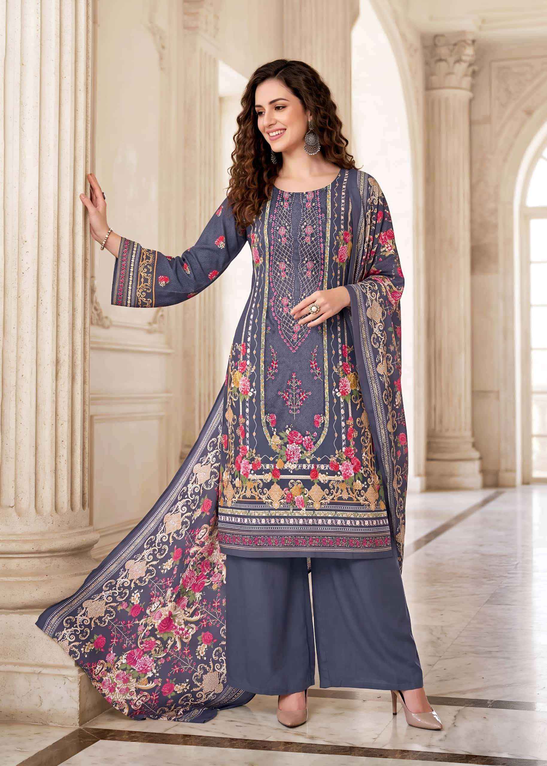 Kavyakala Needle Wonder Fancy Cotton Dress Material 6 Pcs Catalog )