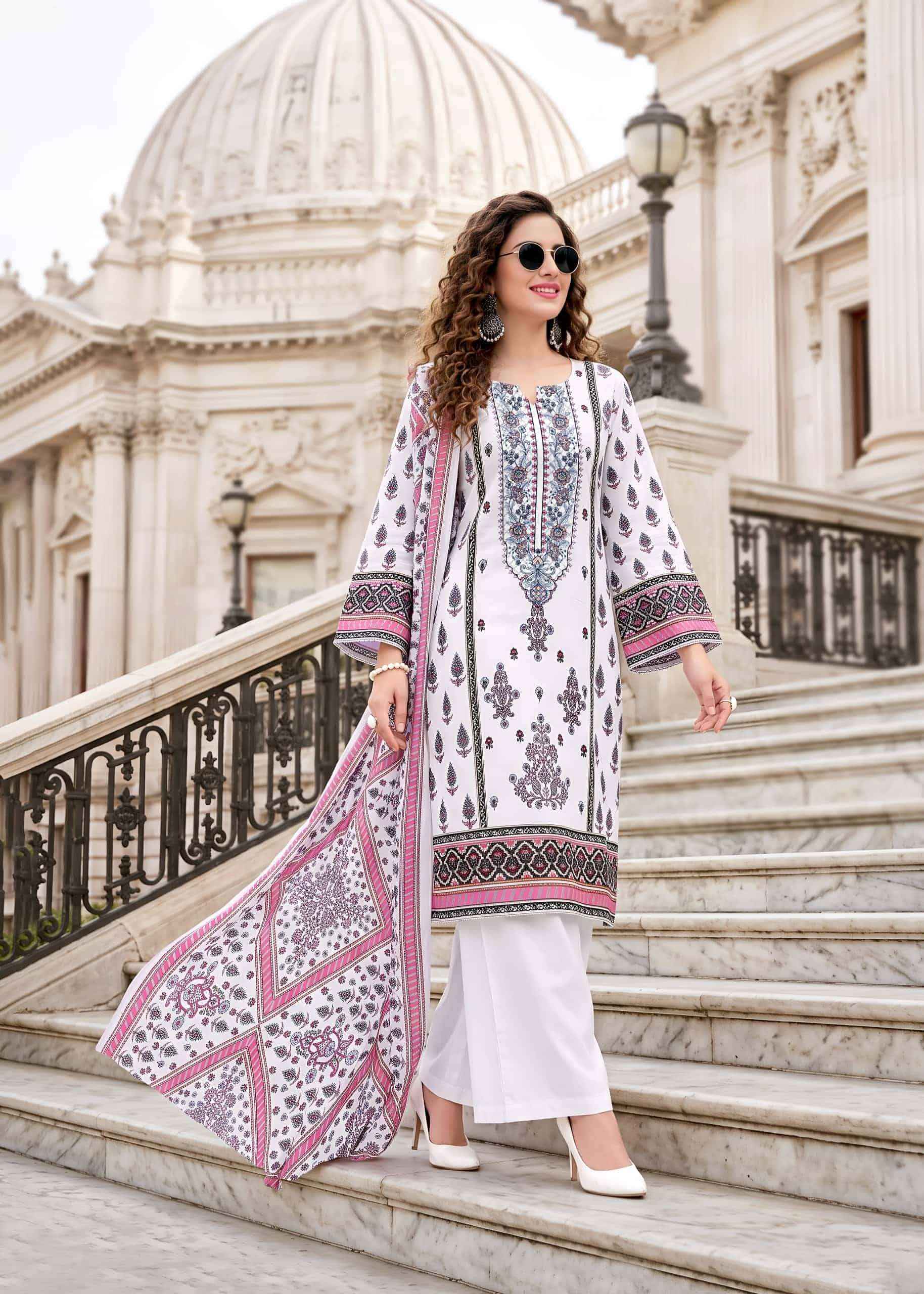 Kavyakala Needle Wonder Fancy Cotton Dress Material 6 Pcs Catalog )