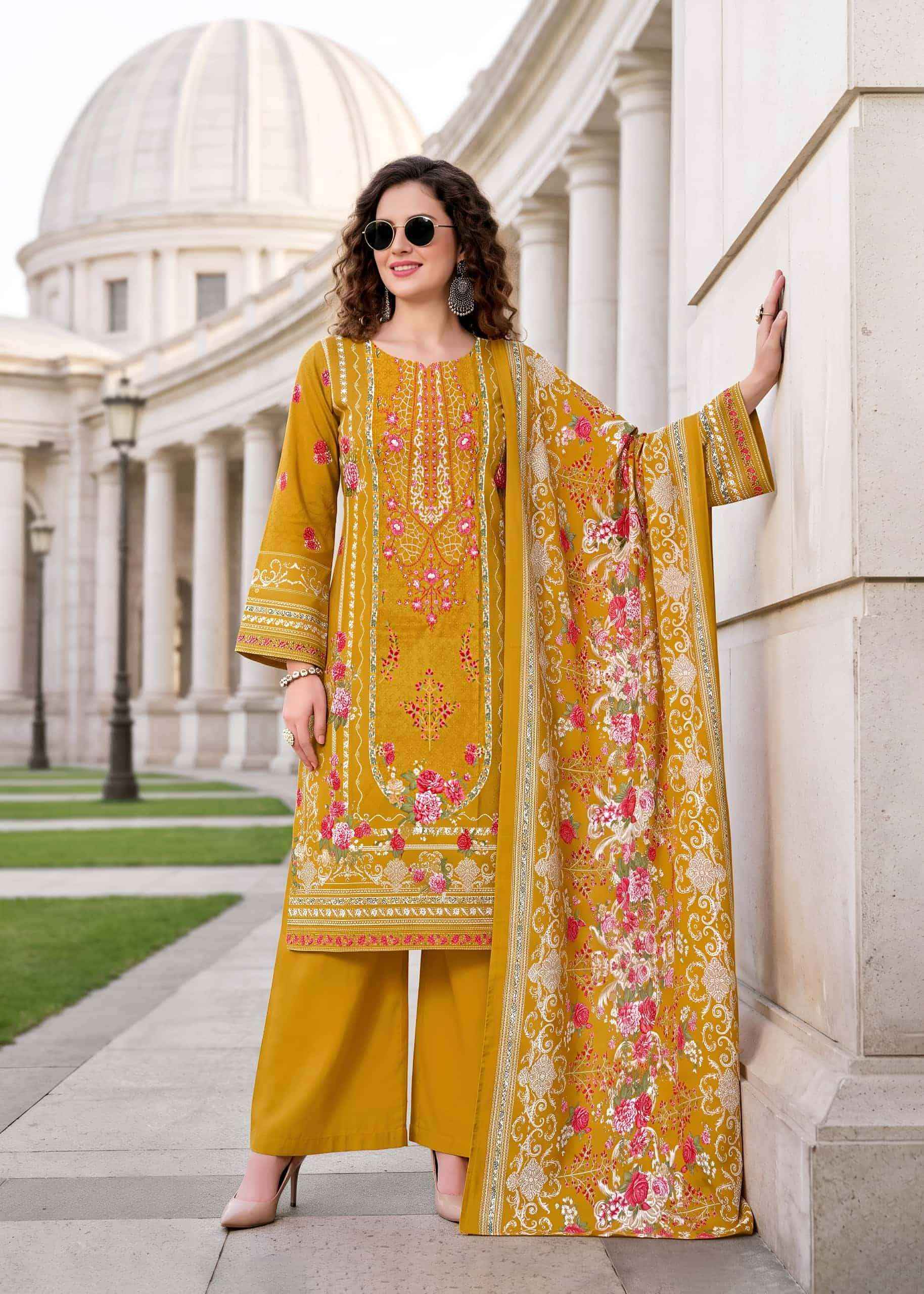 Kavyakala Needle Wonder Fancy Cotton Dress Material 6 Pcs Catalog )