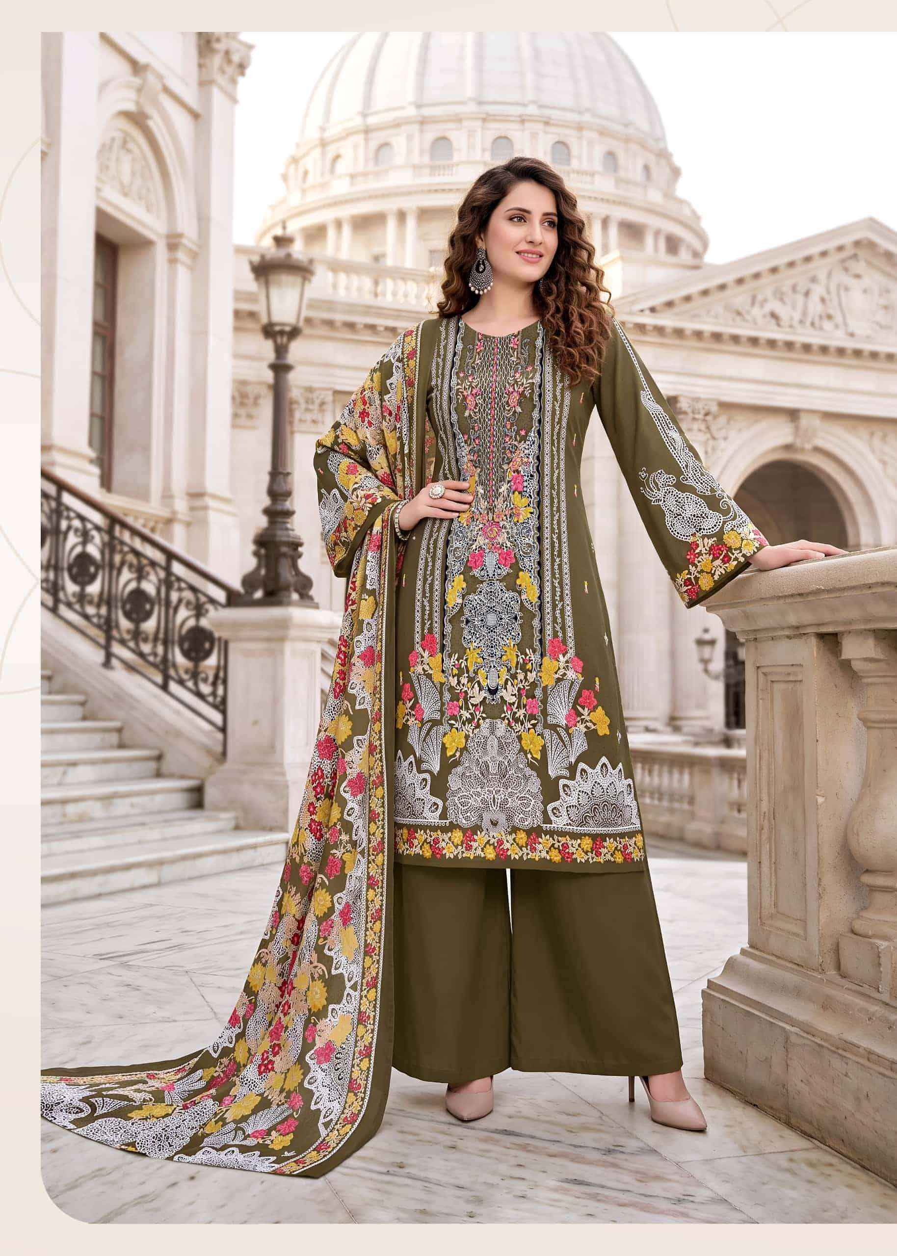 Kavyakala Needle Wonder Fancy Cotton Dress Material 6 Pcs Catalog )
