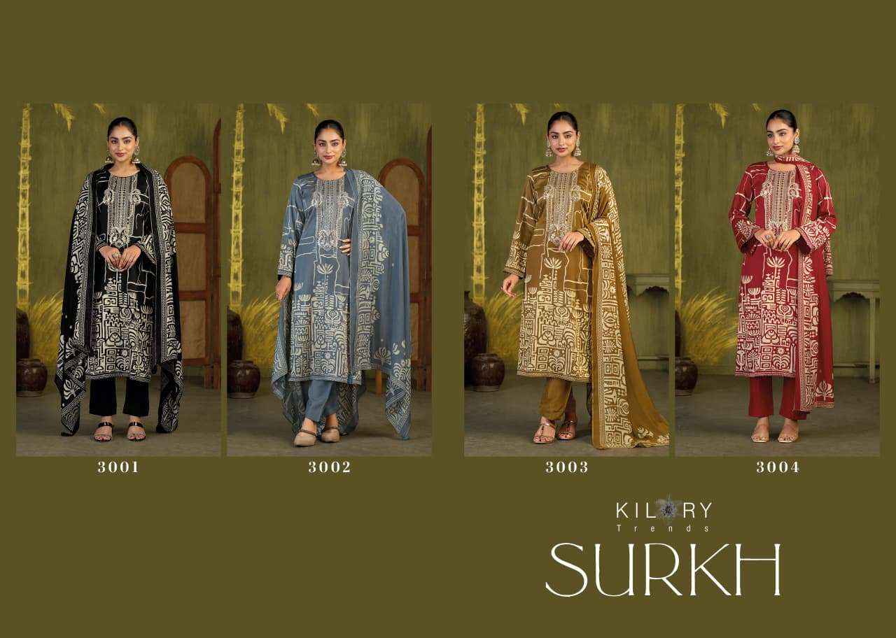 Kilory Surkh Pure Gajji Silk Ladies Dress Material 4 Pcs Catalog 
