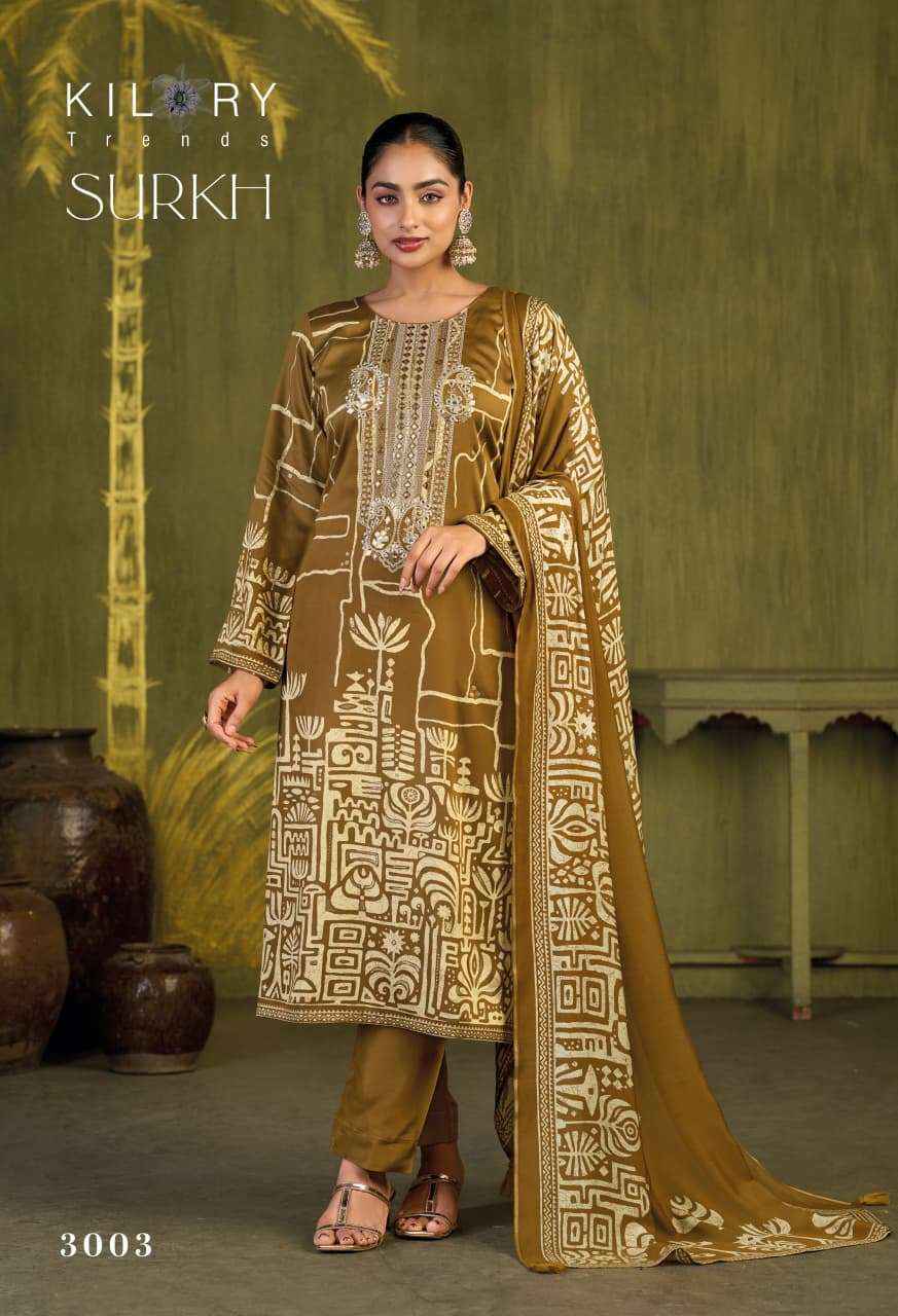 Kilory Surkh Pure Gajji Silk Ladies Dress Material 4 Pcs Catalog 