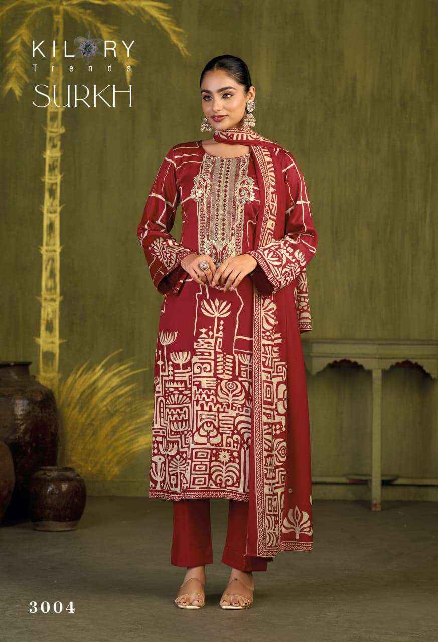 Kilory Surkh Pure Gajji Silk Ladies Dress Material 4 Pcs Catalog 