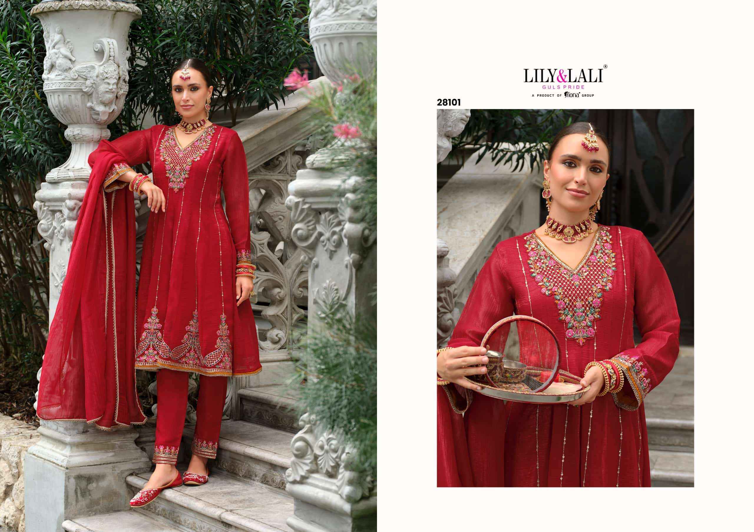 Lily And Lali Karwa Anarkali 2025 Edition Readymade Designer 3 Piece Suit 5 Pcs Catalog