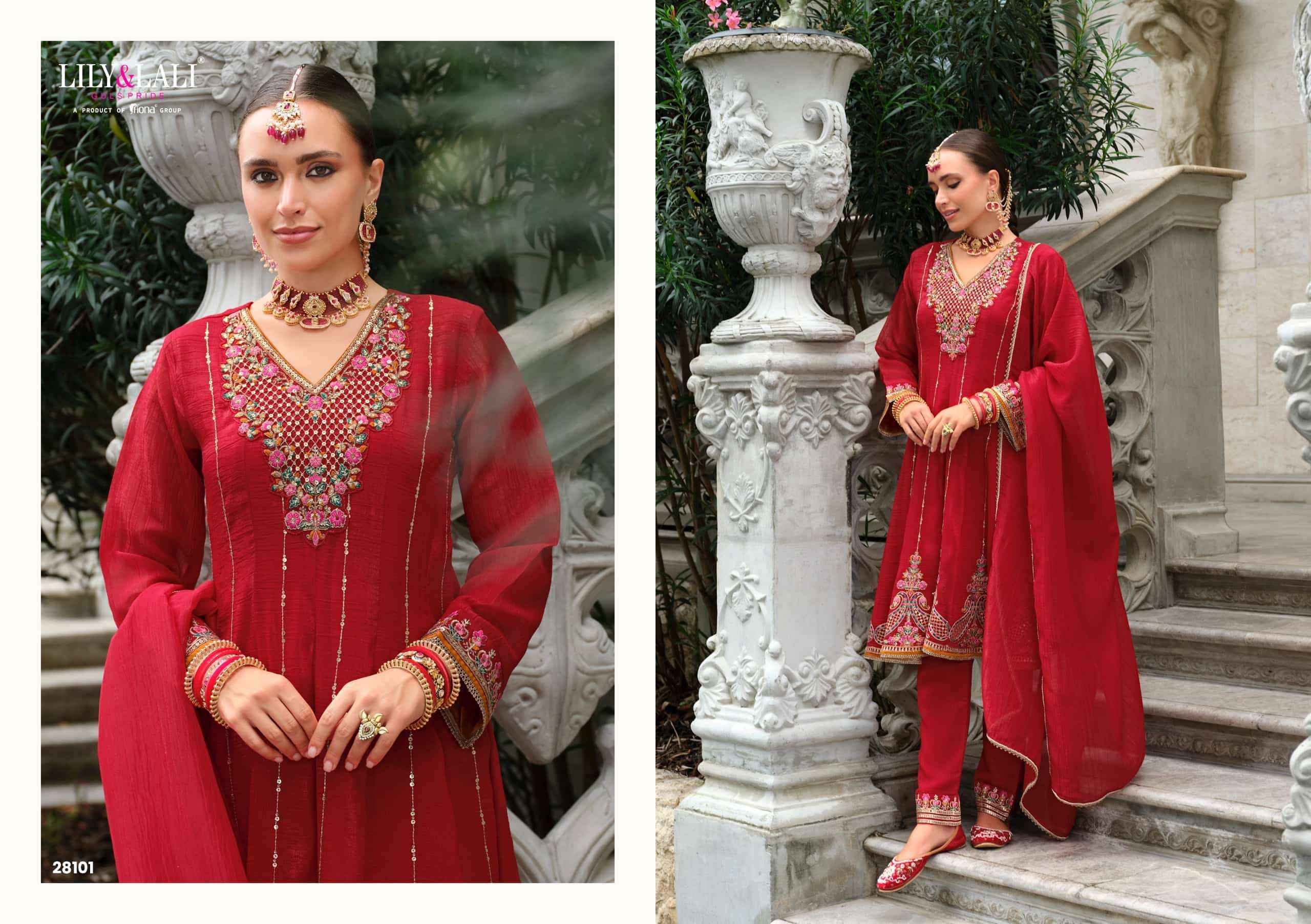 Lily And Lali Karwa Anarkali 2025 Edition Readymade Designer 3 Piece Suit 5 Pcs Catalog