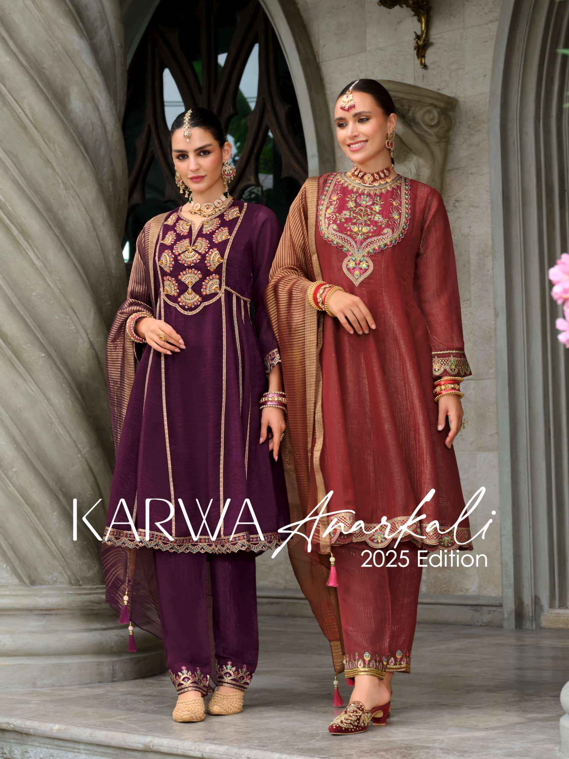 Lily And Lali Karwa Anarkali 2025 Edition Readymade Designer 3 Piece Suit 5 Pcs Catalog