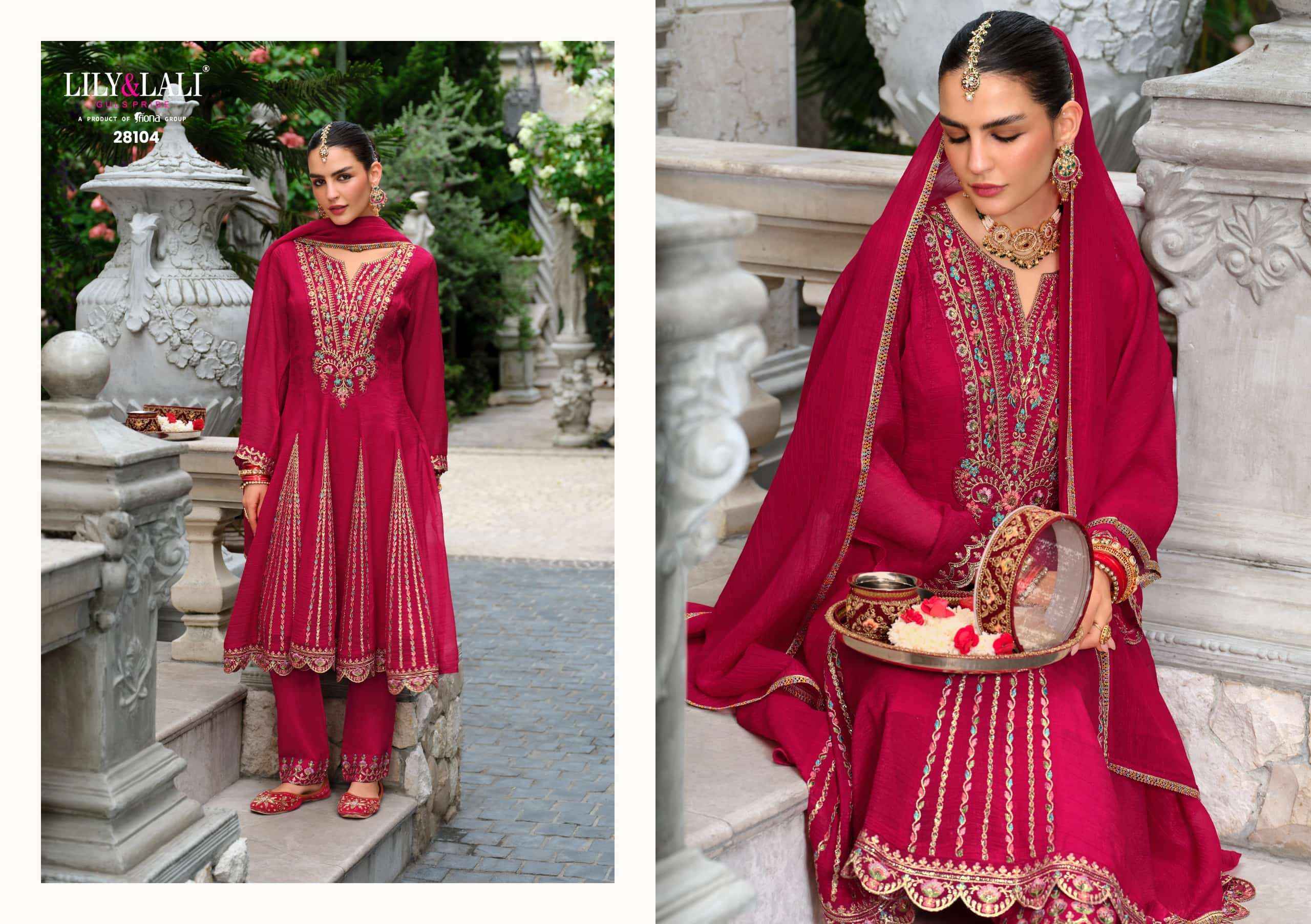 Lily And Lali Karwa Anarkali 2025 Edition Readymade Designer 3 Piece Suit 5 Pcs Catalog
